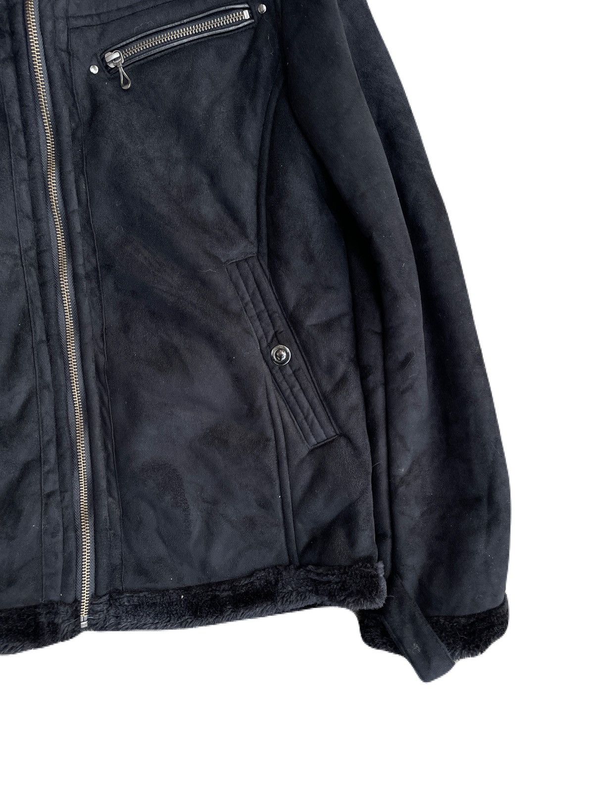 2000s Japanese archive Vkei Fur Shiny Belted Zip Jacket