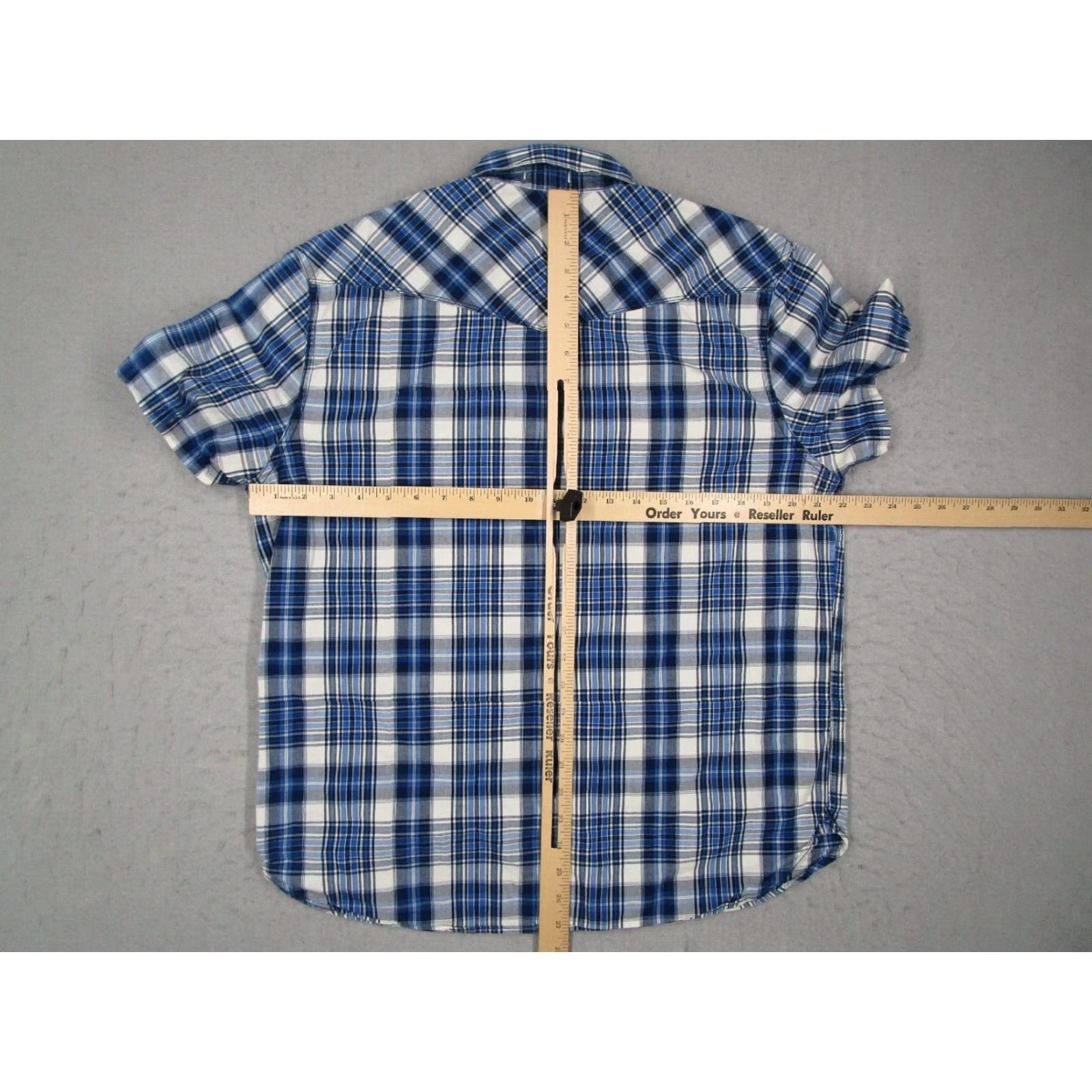 Lucky Brand VINTAGE Lucky Brand Men's Short Sleeve Plaid Western Button-Up Shirt L Blue Cotton Style Cowgirl Retro Size US L / EU 52-54 / 3 - 5 Thumbnail