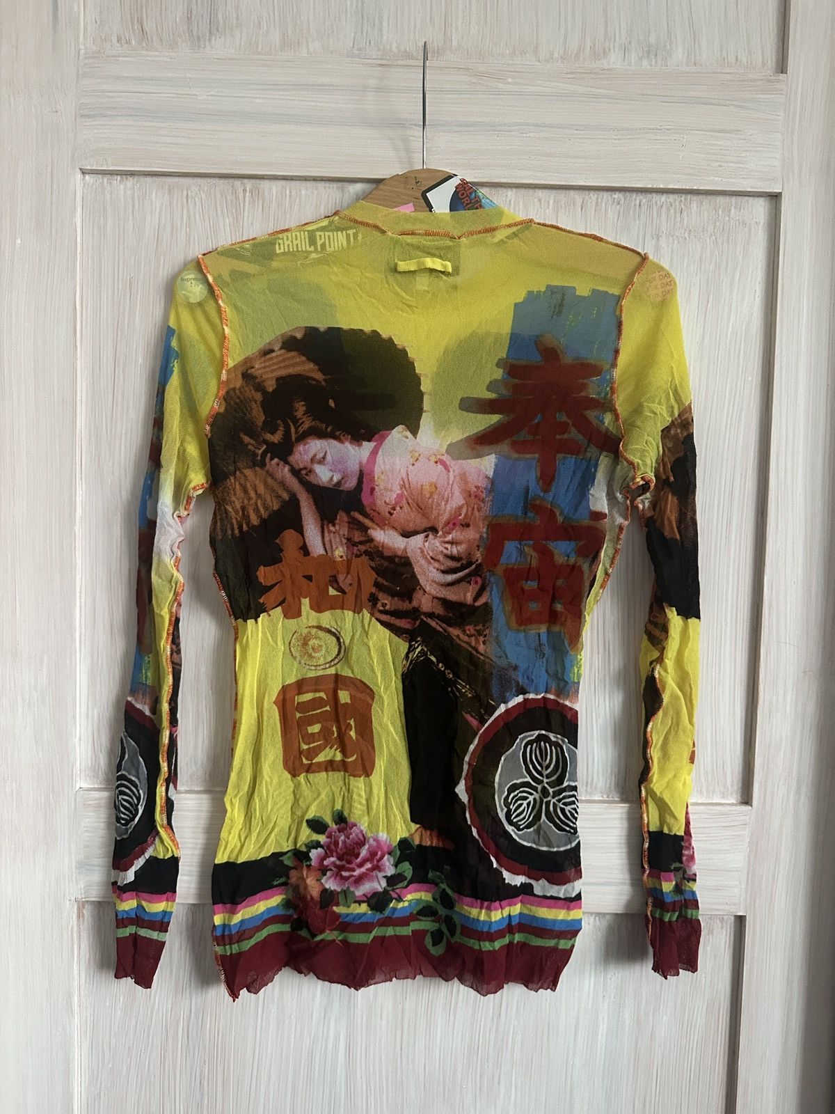 2000s Asian Japanese mesh long sleeve shirt top archive rare