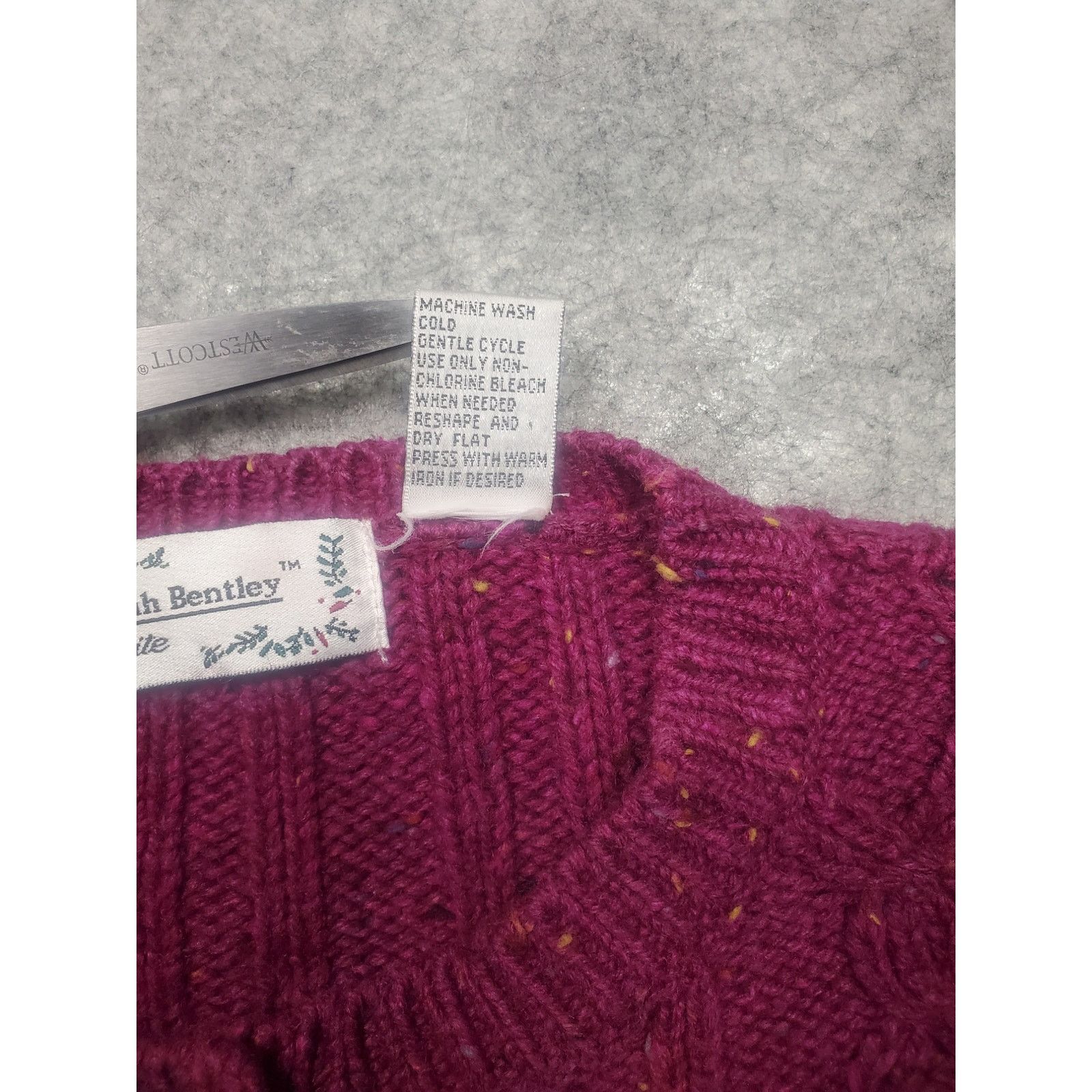 Other Women's Vintage Sarah Bentley P/L Purple Cable Knit Cardigan Size L / US 10 / IT 46 - 4 Thumbnail