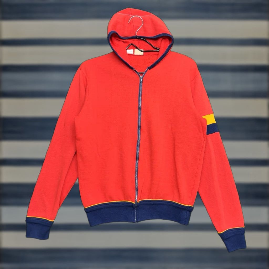 Vintage Vintage 70s Sweatshirt Mens Small Zip Up USA Hoodie Red Cotton Blend 1970s Casual Sportswear Lounge Mens Size US S / EU 44-46 / 1 - 1 Thumbnail