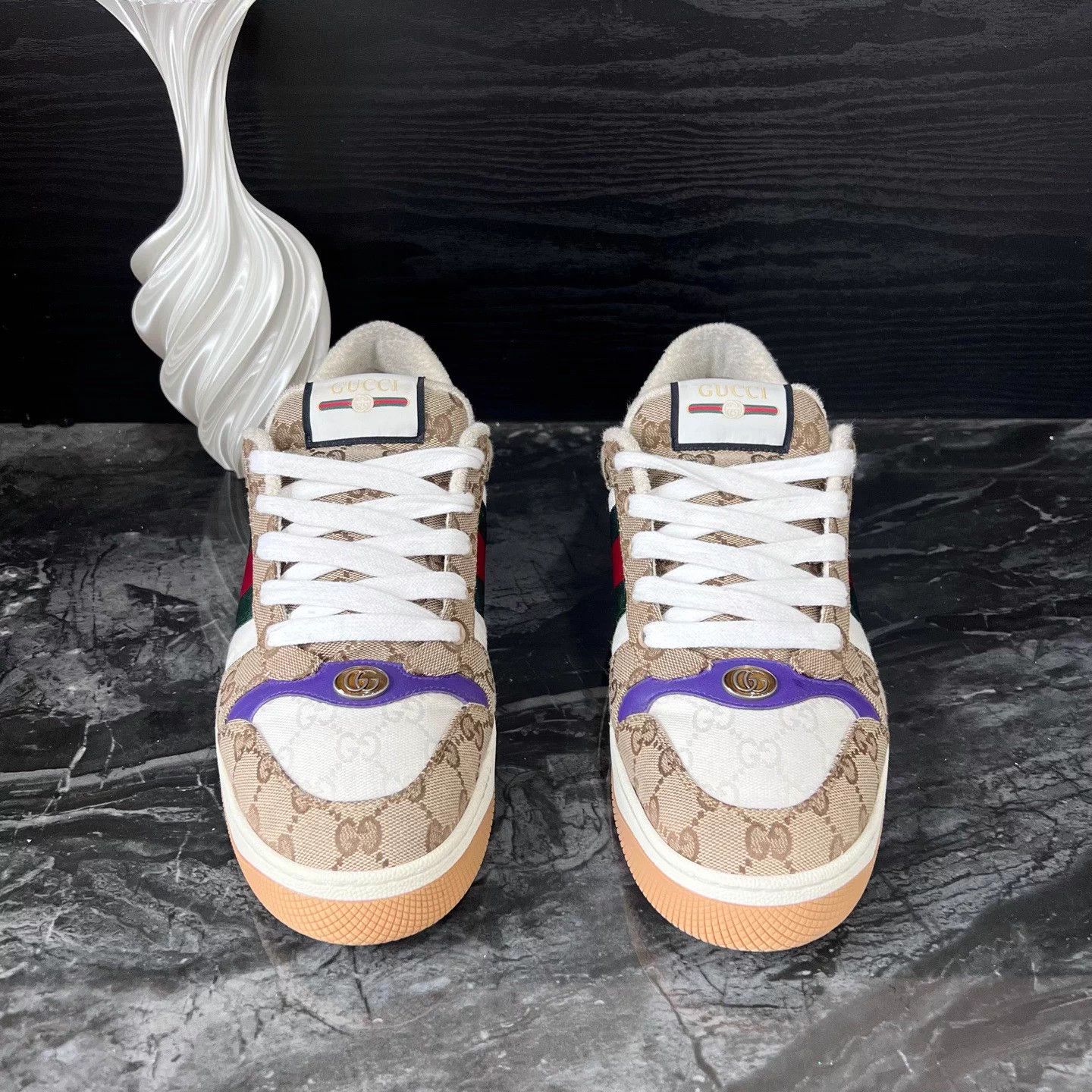 Gucci Gucci white/brown allover print casual 44.5 mint Size US 11.5 / EU 44-45 - 2 Thumbnail