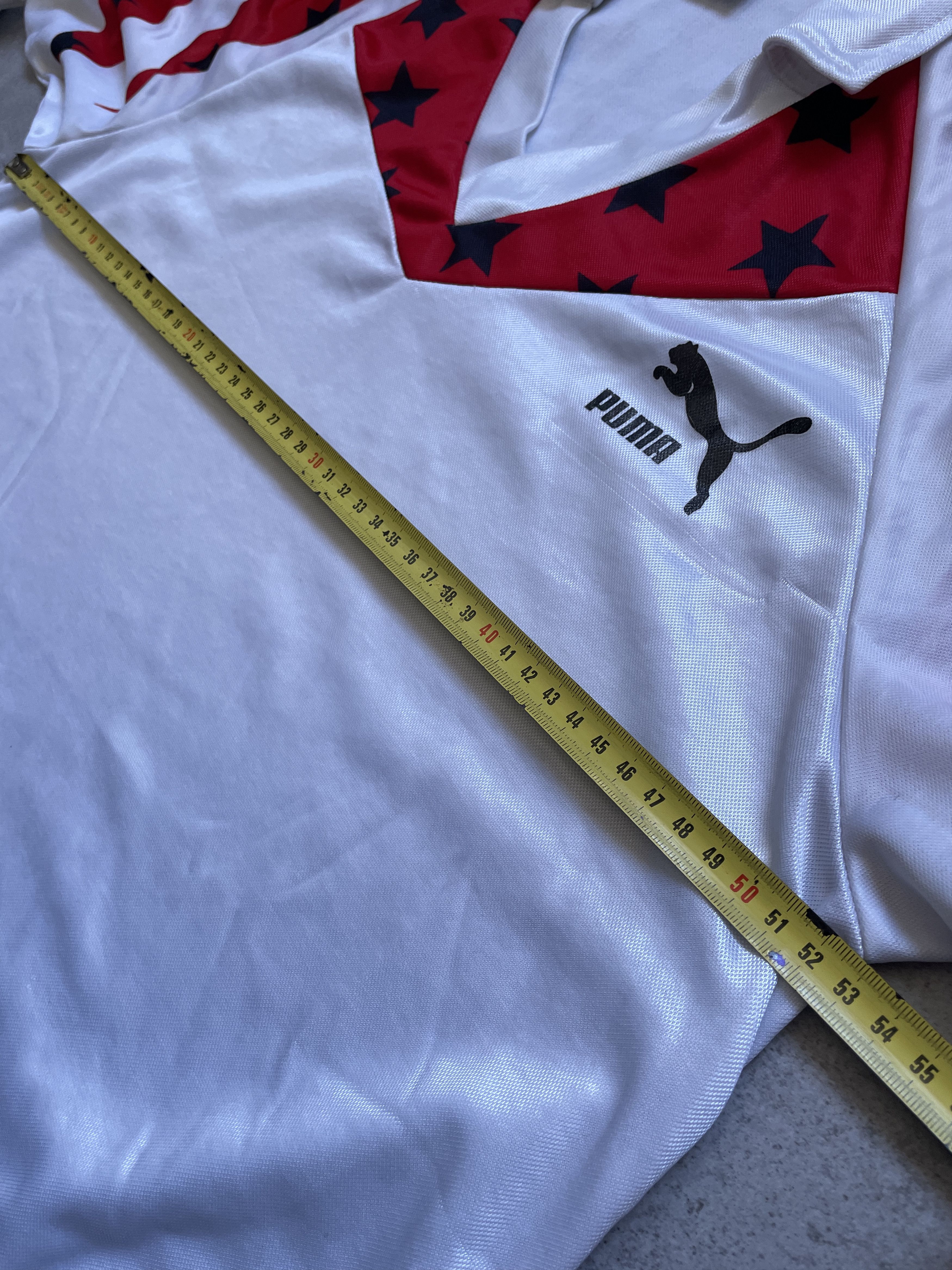 Puma VINTAGE PUMA 90S \WHITE RED BLOKECORE STAR TEMPLATE JERSEY Size US L / EU 52-54 / 3 - 7 Thumbnail