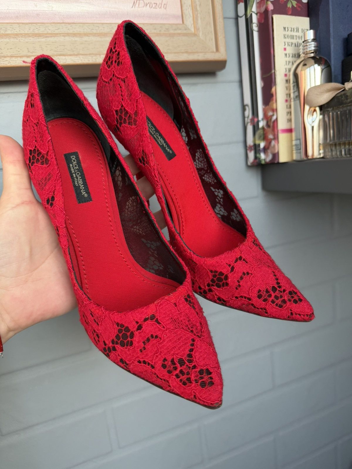 Dolce & Gabbana Lace high-heeled shoes Red Size 37 Size US 7 / IT 37 - 5 Thumbnail