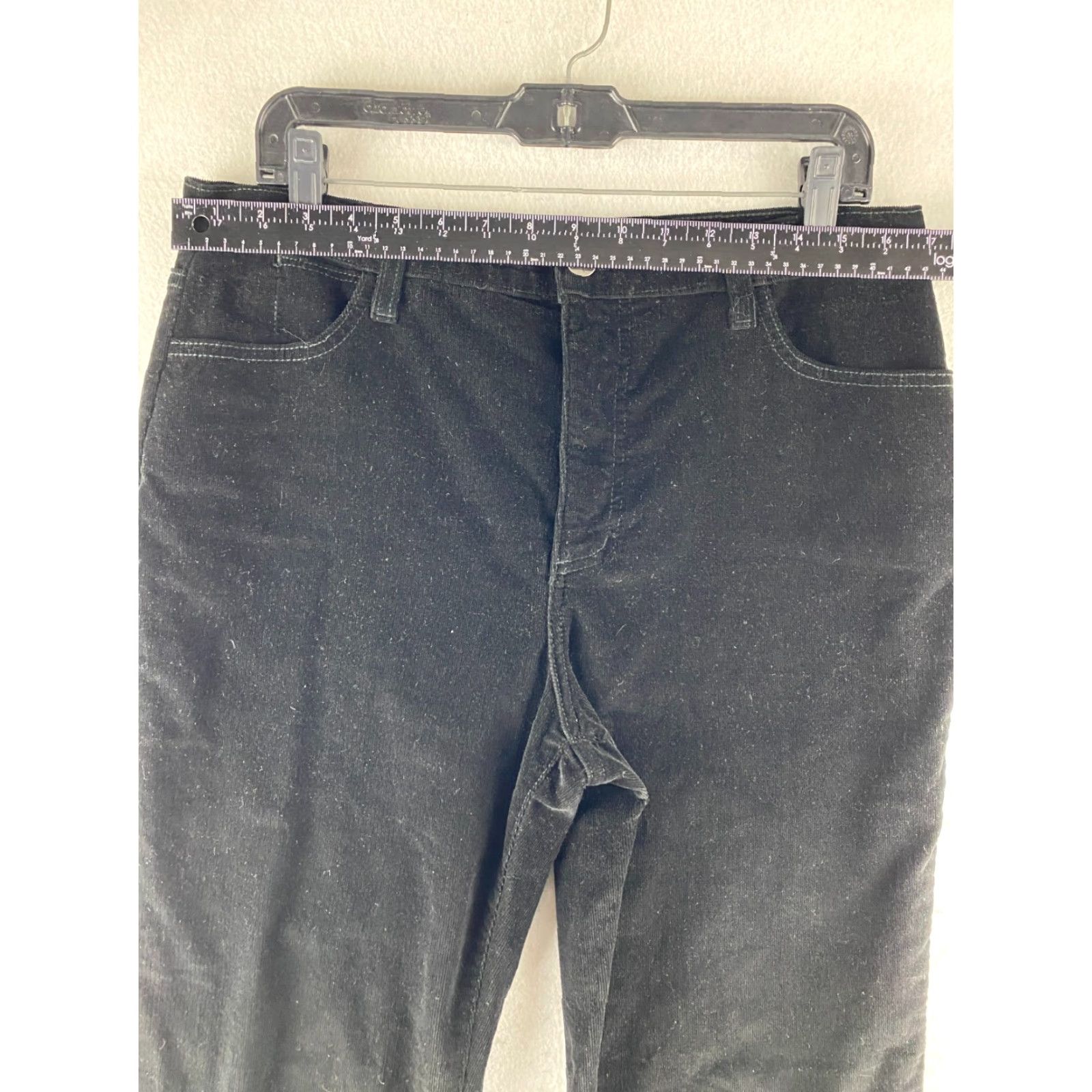 NYDJ VINTAGE NYDJ Pants Womens 14P Black Corduroy Bootcut Dark Wash Denim Pockets USA Made Size 36" / US 14 / IT 50 - 7 Thumbnail