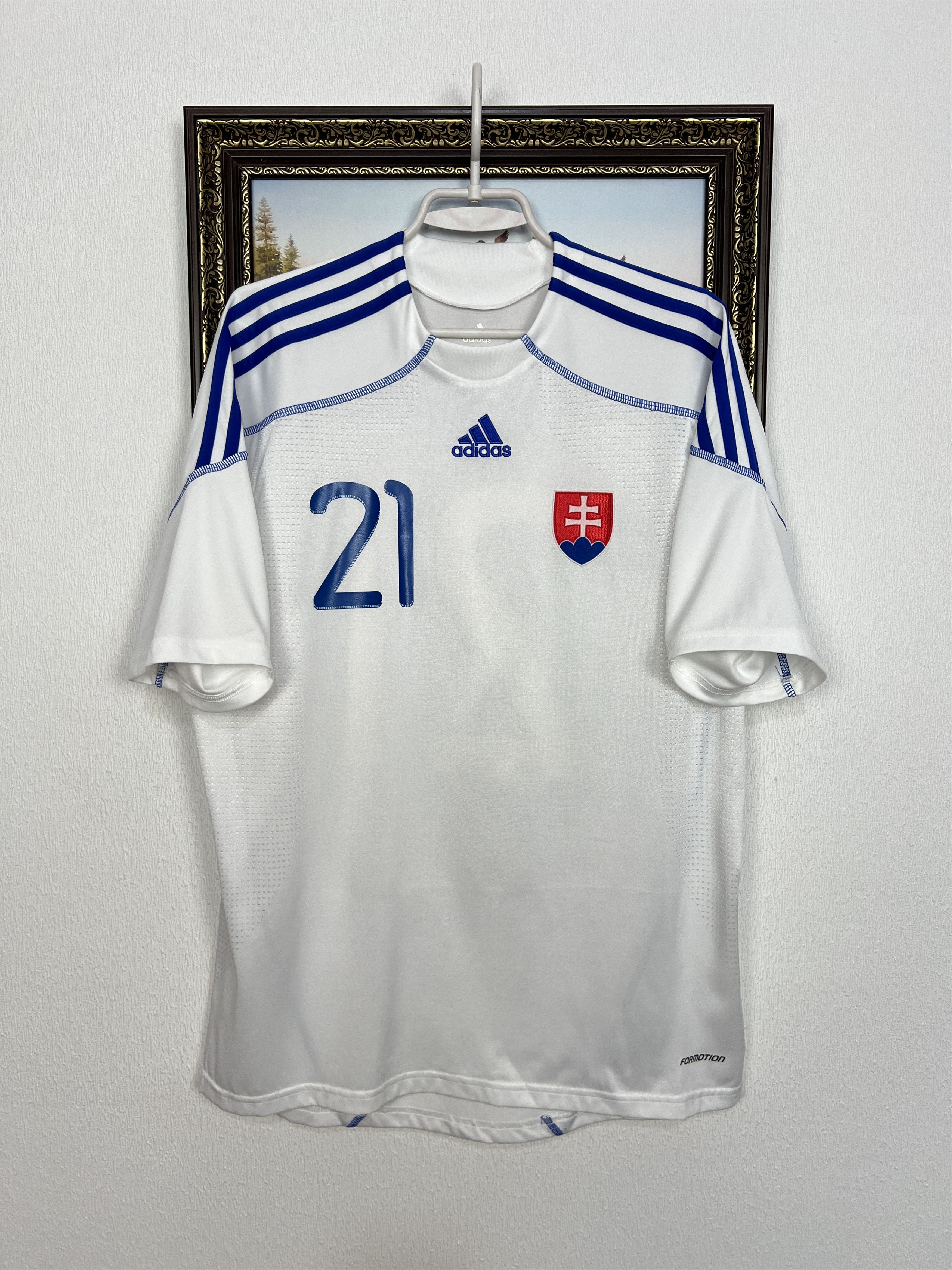 Adidas Slovakia Away football shirt 2010 Player Issue Soccer Jersey Size US L / EU 52-54 / 3 - 1 Thumbnail