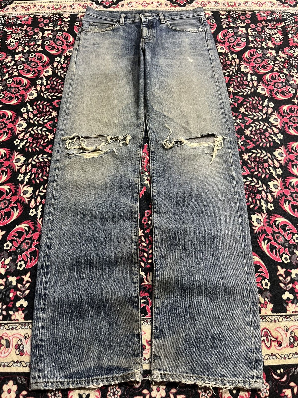 Undercover × Uniqlo Vintage Uniqlo Blue Faded Washed Distressed Straight Jeans Size US 31 - 1 Thumbnail