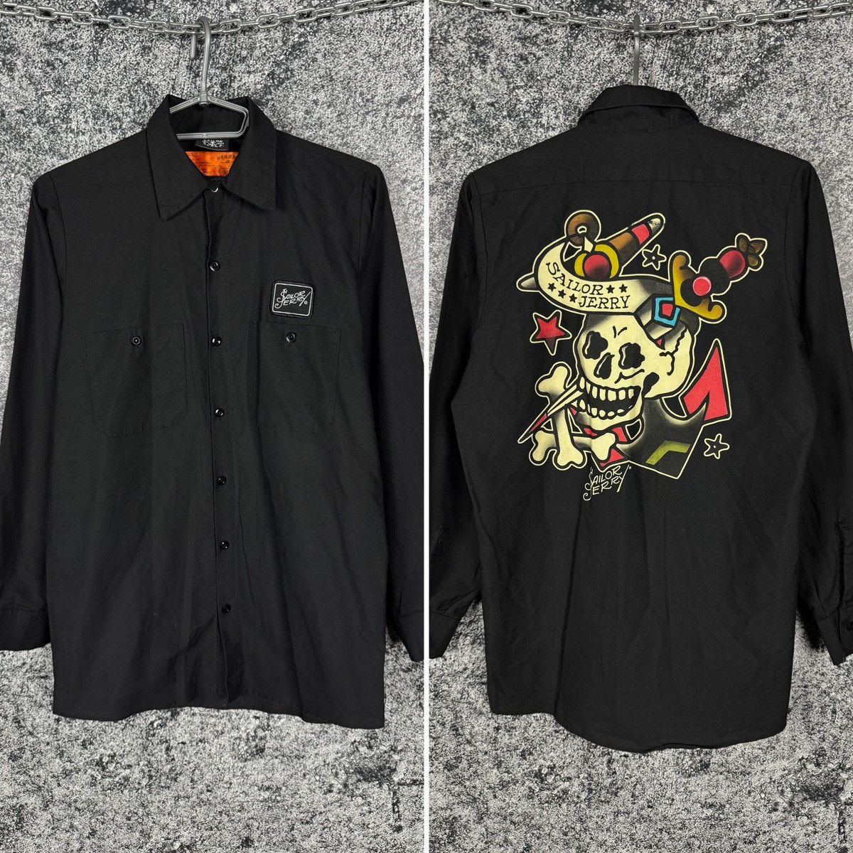 Vintage Sailor Jerry Long Sleeve Shirt Tattoo Y2K Ed Hardy Style Size US S / EU 44-46 / 1 - 1 Thumbnail