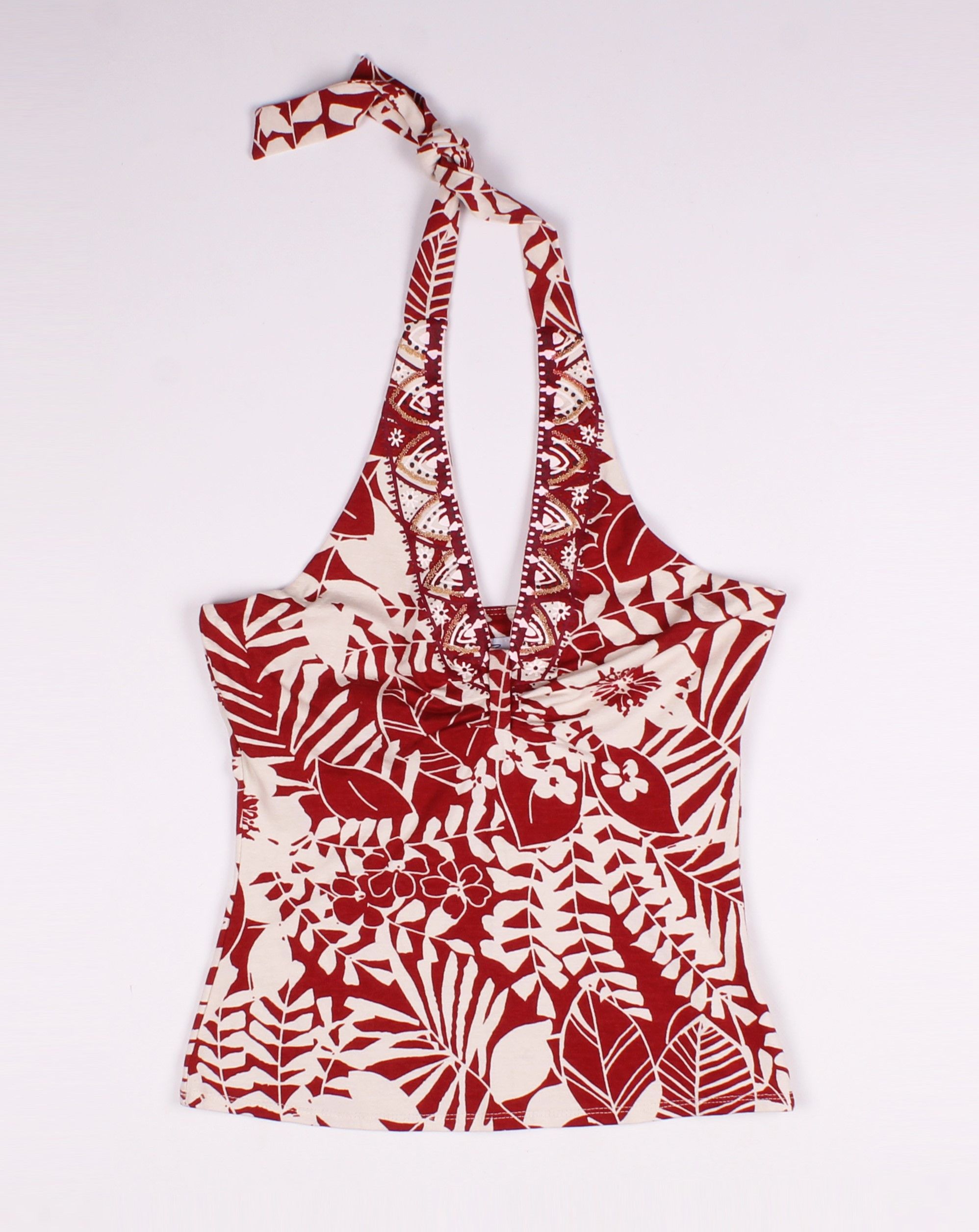 Vintage Vintage Unit Seven Floral Cropped Halter Top Y2K Size M / US 6-8 / IT 42-44 - 3 Thumbnail