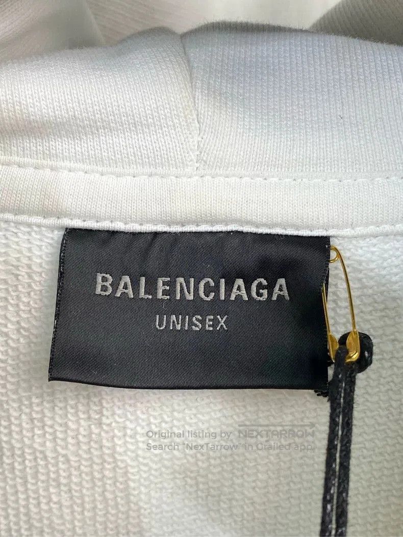 Balenciaga Balenciaga White Hoodie with Crystal Logo. Size US M / EU 48-50 / 2 - 3 Thumbnail