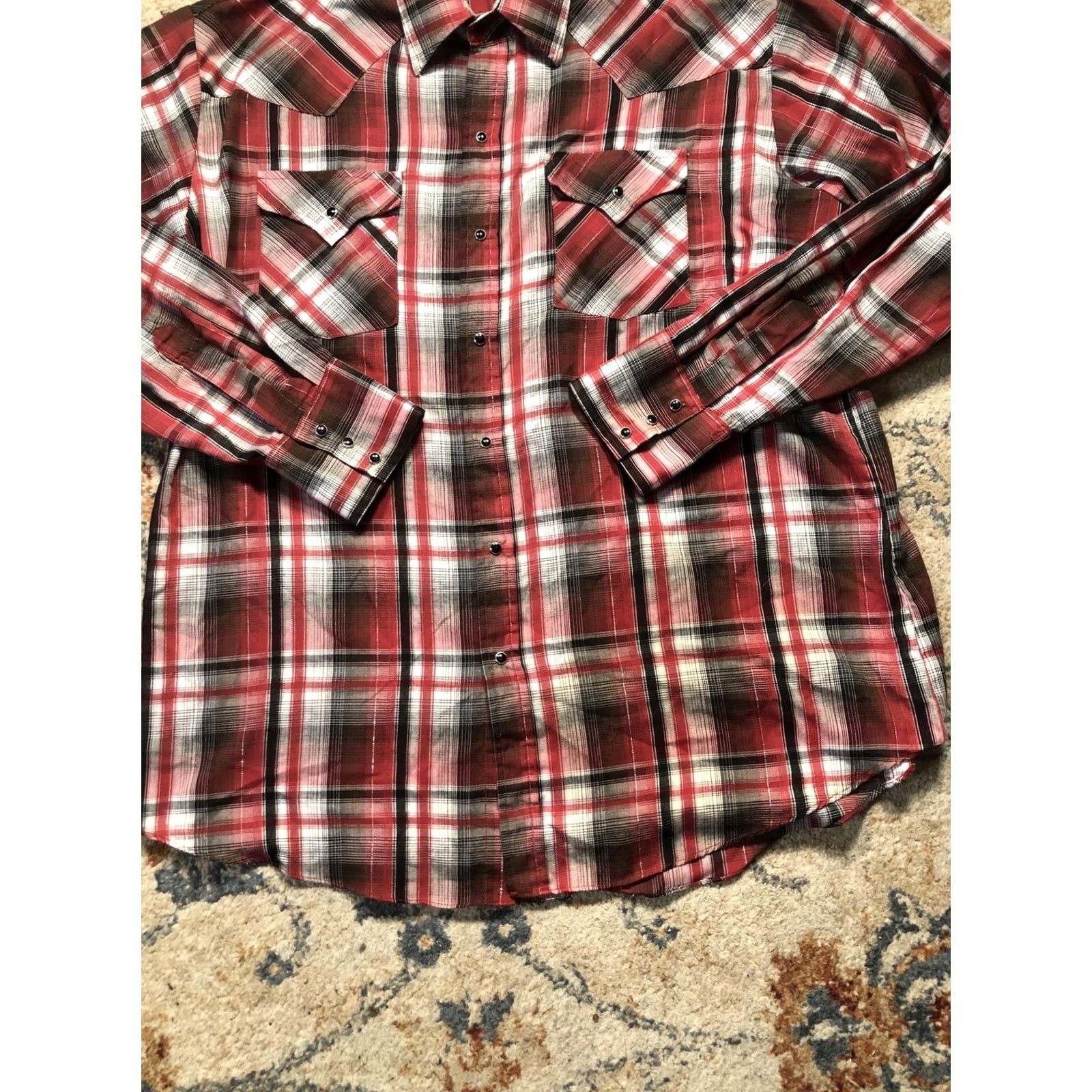 Vintage Ely Cattleman Shirt Mens XL Red Plaid Western Pearl Snap Long Sleeve Cowboy Size US XL / EU 56 / 4 - 5 Thumbnail