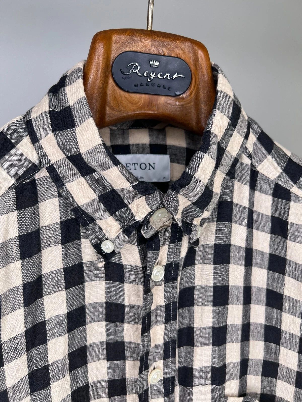 Eton Eton Slim Men's Casual Summer Plaid Linen Short Sleeve Shirt Size US M / EU 48-50 / 2 - 5 Thumbnail