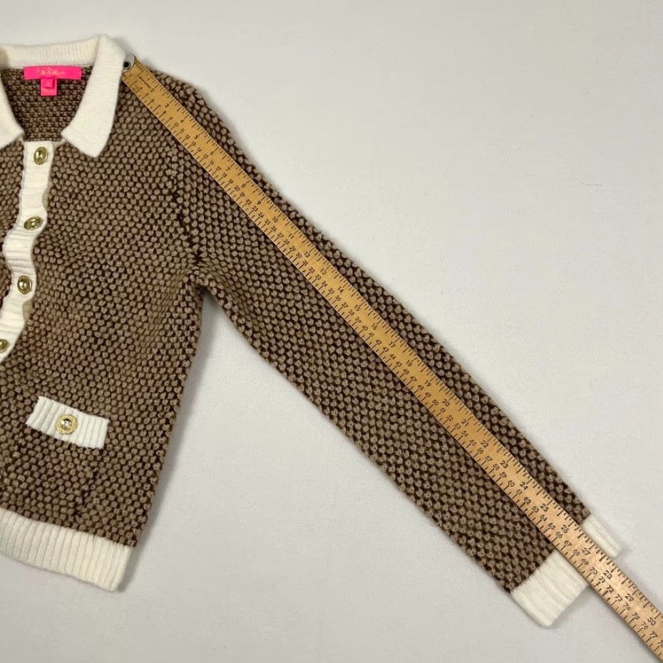 Lilly Pulitzer Lilly Pulitzer Cardigan Sweater Womens Small Brown Tweed Stretch Work Chic Prep Cardigan Knit Crew Neck 3/4 Sleeve Lightweight Pockets Regular Size S / US 4 / IT 40 - 5 Thumbnail