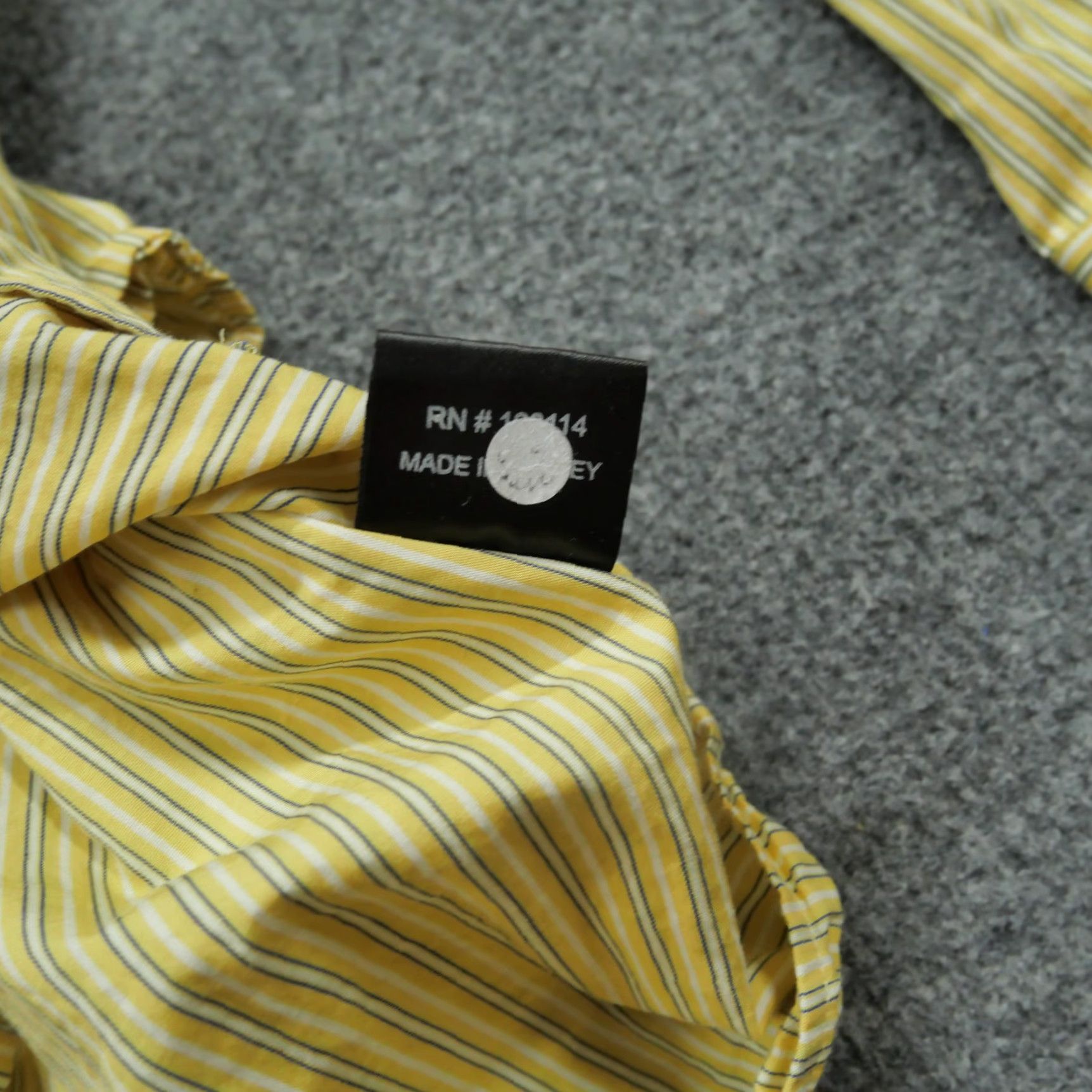 Vintage Stone Rose Shirt Mens XL Yellow Striped Contrast Collar Dress Button Up Size 46R - 7 Thumbnail