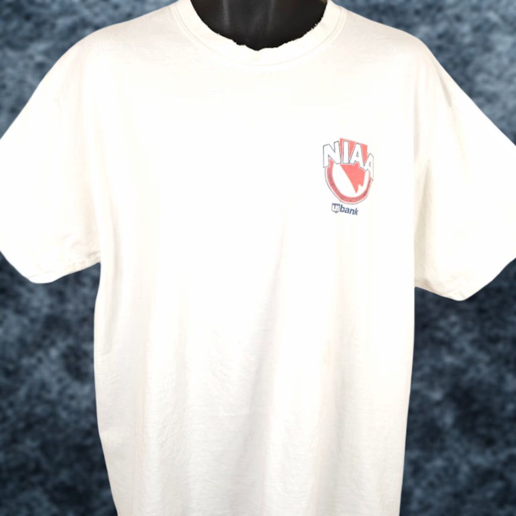 Gildan VINTAGE Gildan T Shirt Mens XL NIAA Soccer 2001 State Championships Nevada White Crew Neck Short Sleeve Sports 2000s Size US XL / EU 56 / 4 - 1 Thumbnail