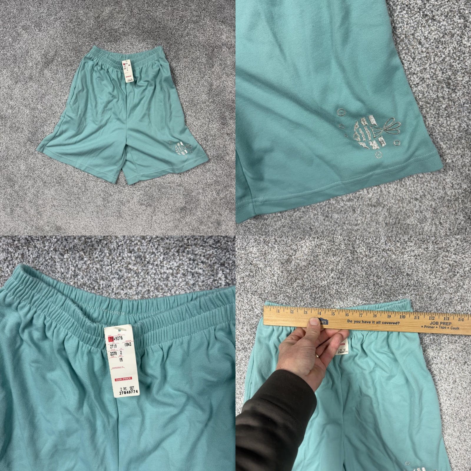 Vintage VINTAGE Donna Toran Pajama Set Green Fish Embroidered Knit Sleepwear P/XS Women's Vintage 90s Sleeptime Size ONE SIZE - 8 Thumbnail
