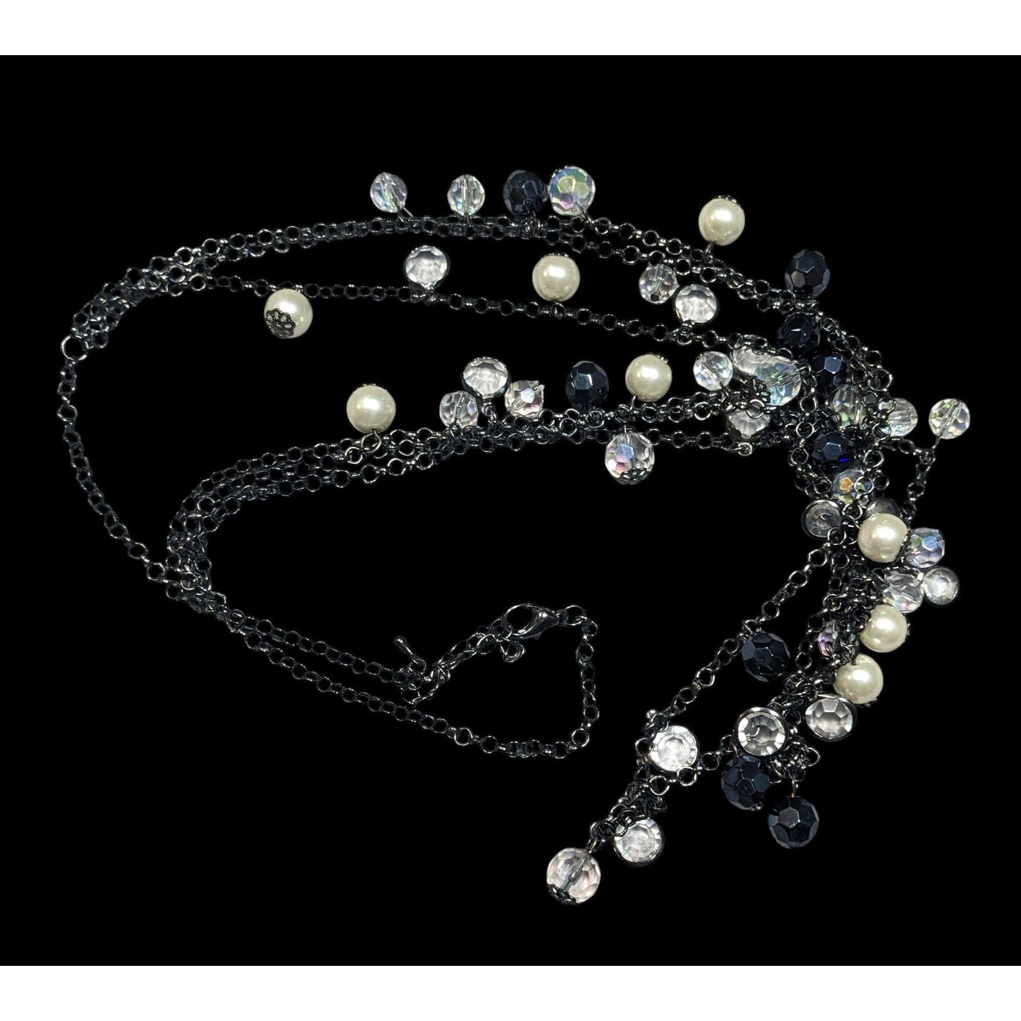 Other Glam Goth Multilayer Glass And Faux Pearl Charm Studded Neck Size ONE SIZE - 1 Thumbnail