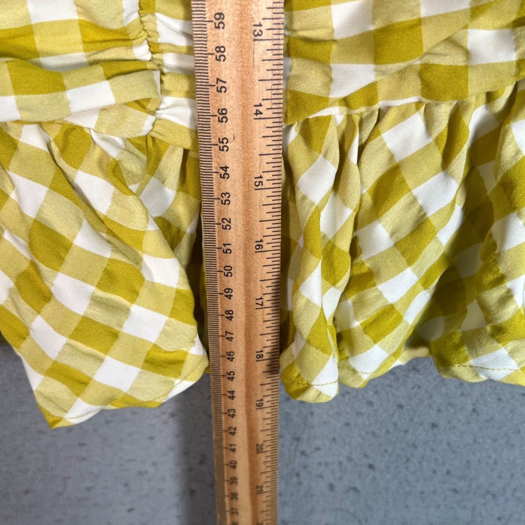 Vintage Skies Are Blue Yellow Gingham Ruched Skirt Womens XL Size Mini Short Summer Spring Streetwear Casual Womens Skies Are Blue Size 40" / US 18 - 6 Thumbnail