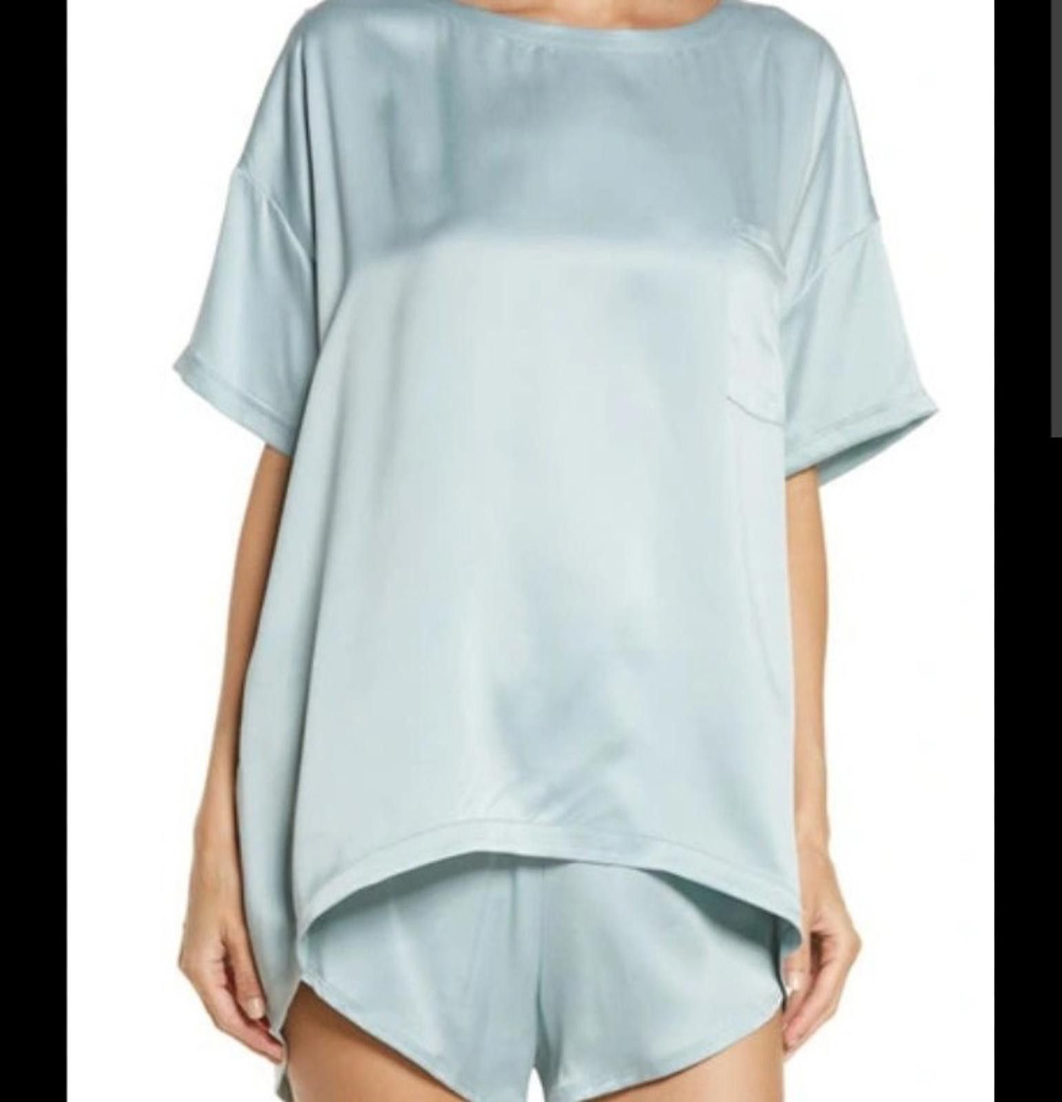 Lunya Lunya Washable Silk Tee Short Set in Cumulus Blue Size ONE SIZE - 1 Thumbnail