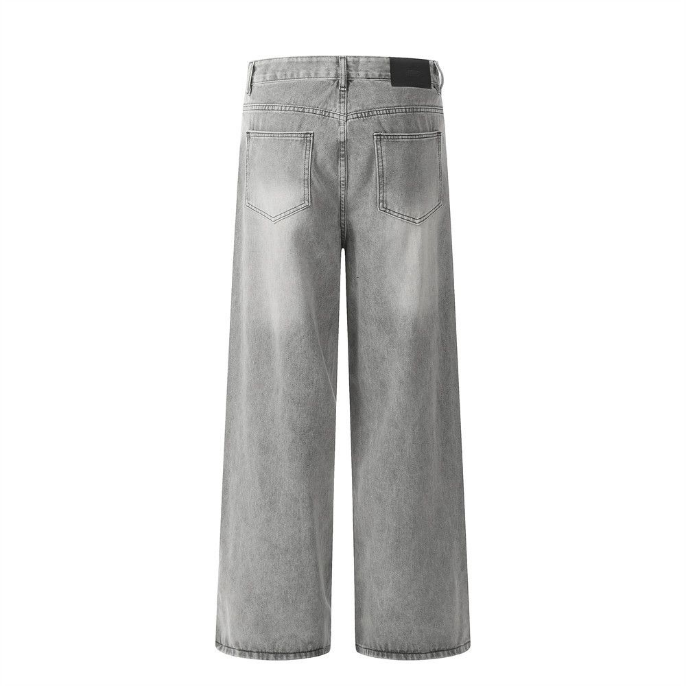 Japanese Brand × Jean Punk distressed washed men's loose straight versatile jeans Size US 34 / EU 50 - 3 Thumbnail
