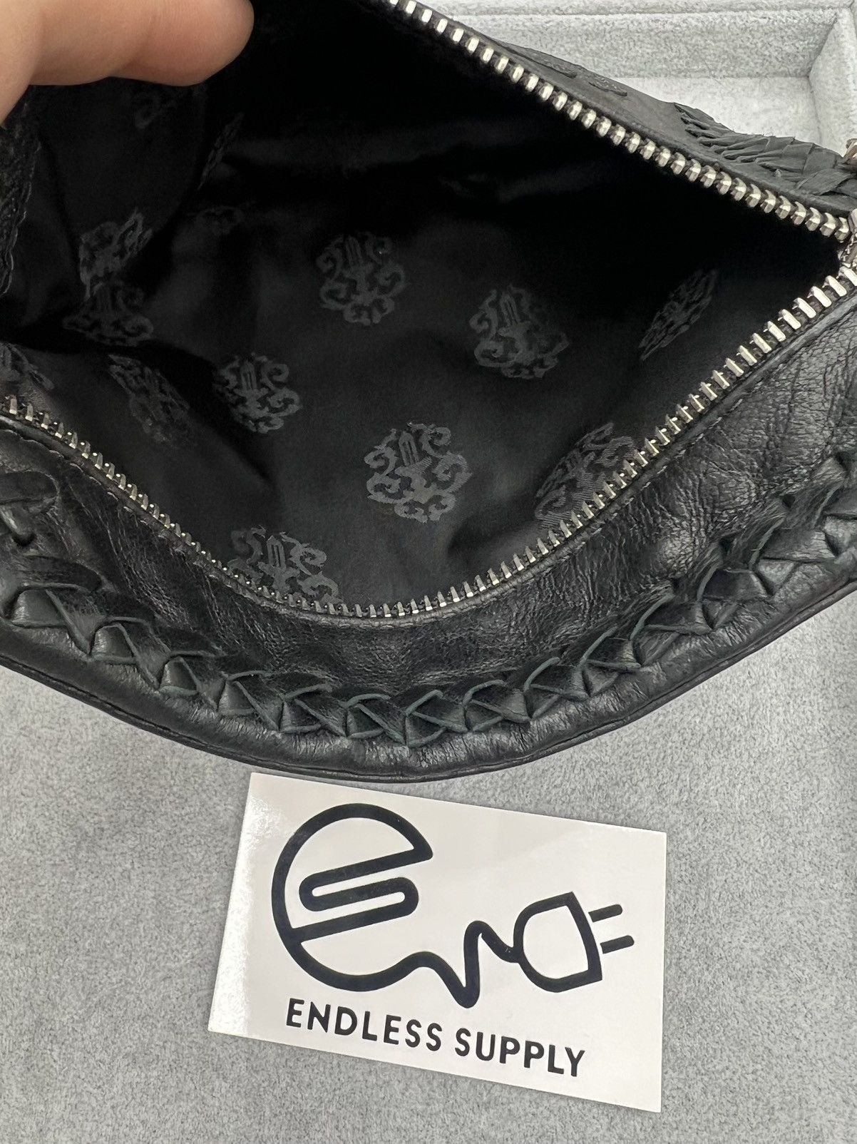 Chrome Hearts CHROME HEARTS LAMBSKIN CEMETERY CROSS PATCH ZIP MINI POUCH Size ONE SIZE - 5 Thumbnail