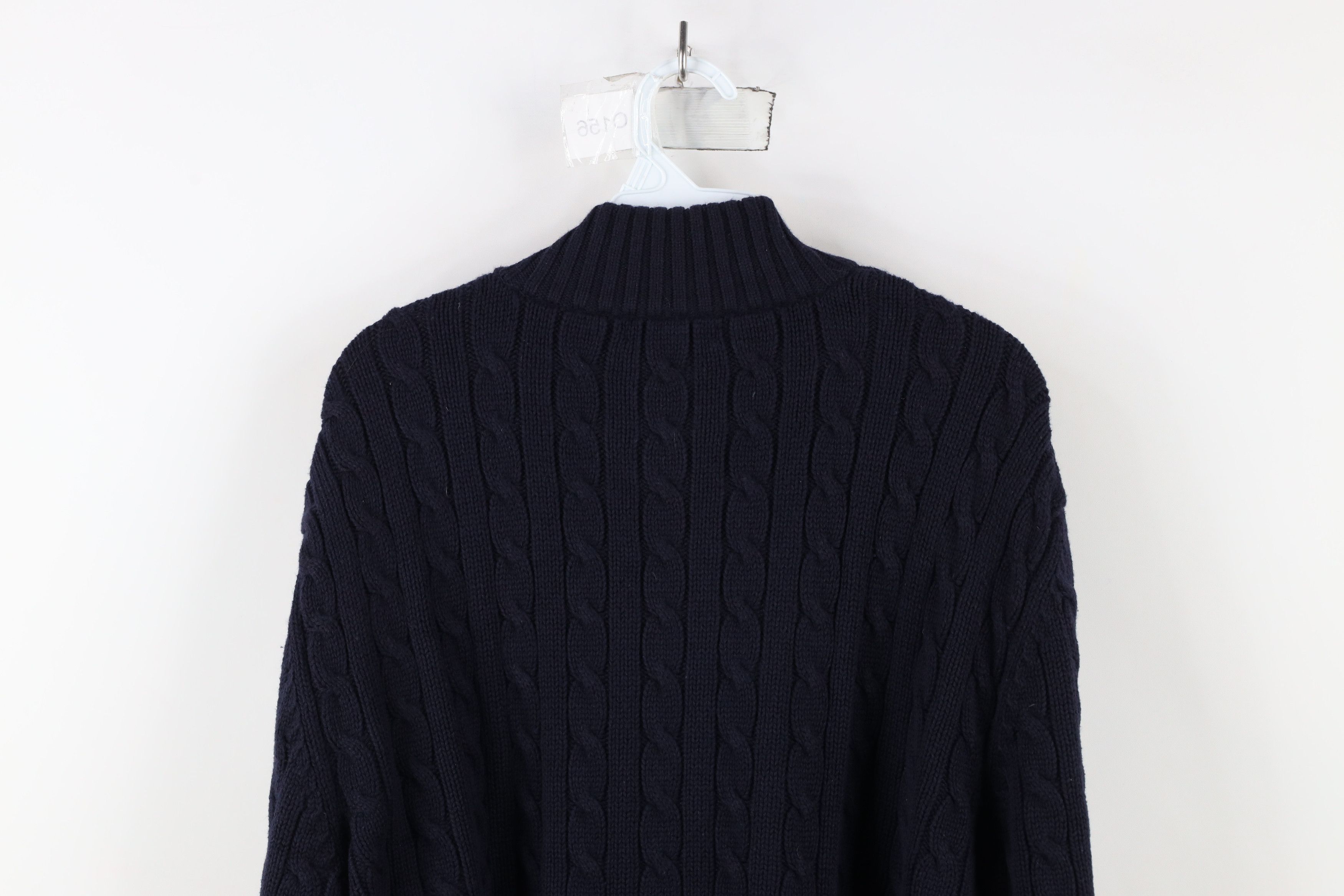 Lands' End × Vintage Vintage 90s Lands End Chunky Cable Knit Half Zip Sweater Size US L / EU 52-54 / 3 - 11 Thumbnail