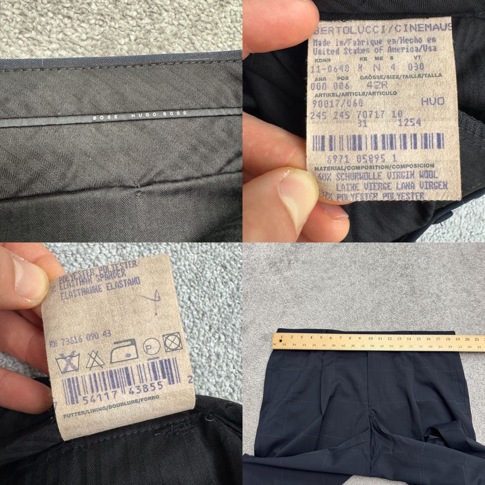 Hugo Boss Hugo Boss Dress Pants Mens 42R Blue Wool Windowpane Straight Leg Work Size US 42 / EU 58 - 8 Thumbnail