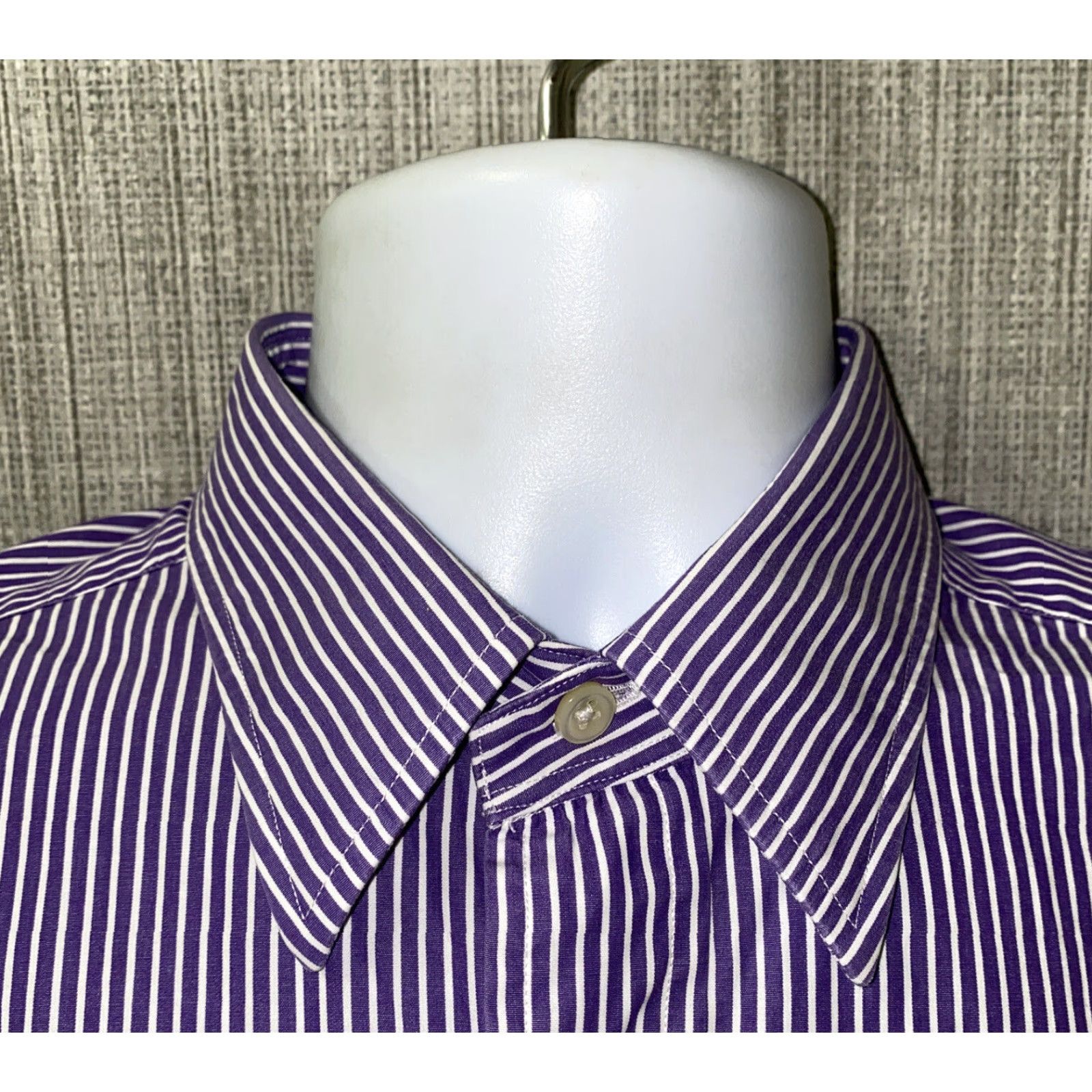 Polo Ralph Lauren Polo Ralph Lauren Striped Dress Shirt Mens 15.5 Purple/White Long Sleeve Button-Down Size 40R - 3 Thumbnail