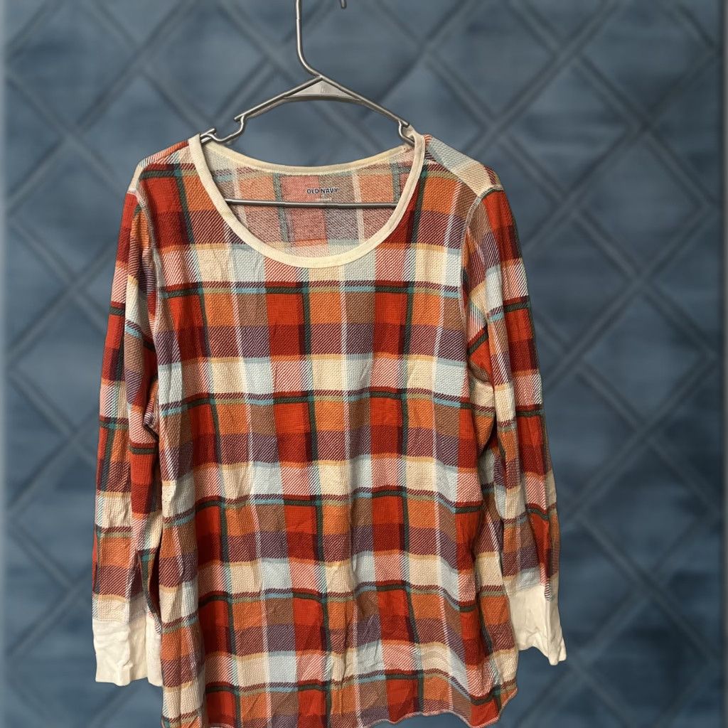 Old Navy Old Navy Plaid Knit Top Womens 2X Multicolor Long Sleeve Crewneck Tunic Shirt Casual Size XXL / US 16-18 / IT 52-54 - 1 Thumbnail