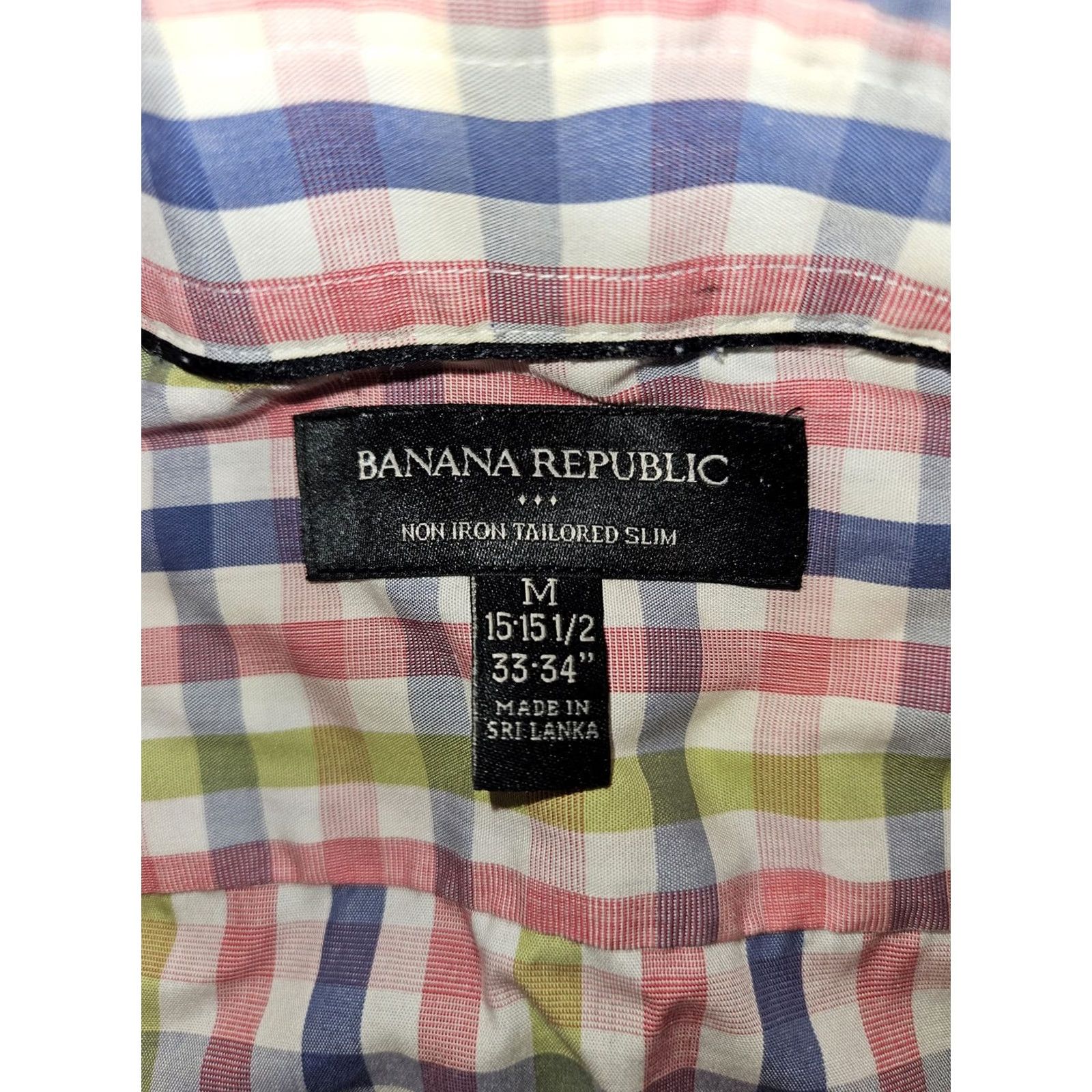 Banana Republic Banana Republic Shirt Mens Medium Multicolor Plaid Non Iron Tailored Slim Fit Shirt Size US M / EU 48-50 / 2 - 3 Thumbnail