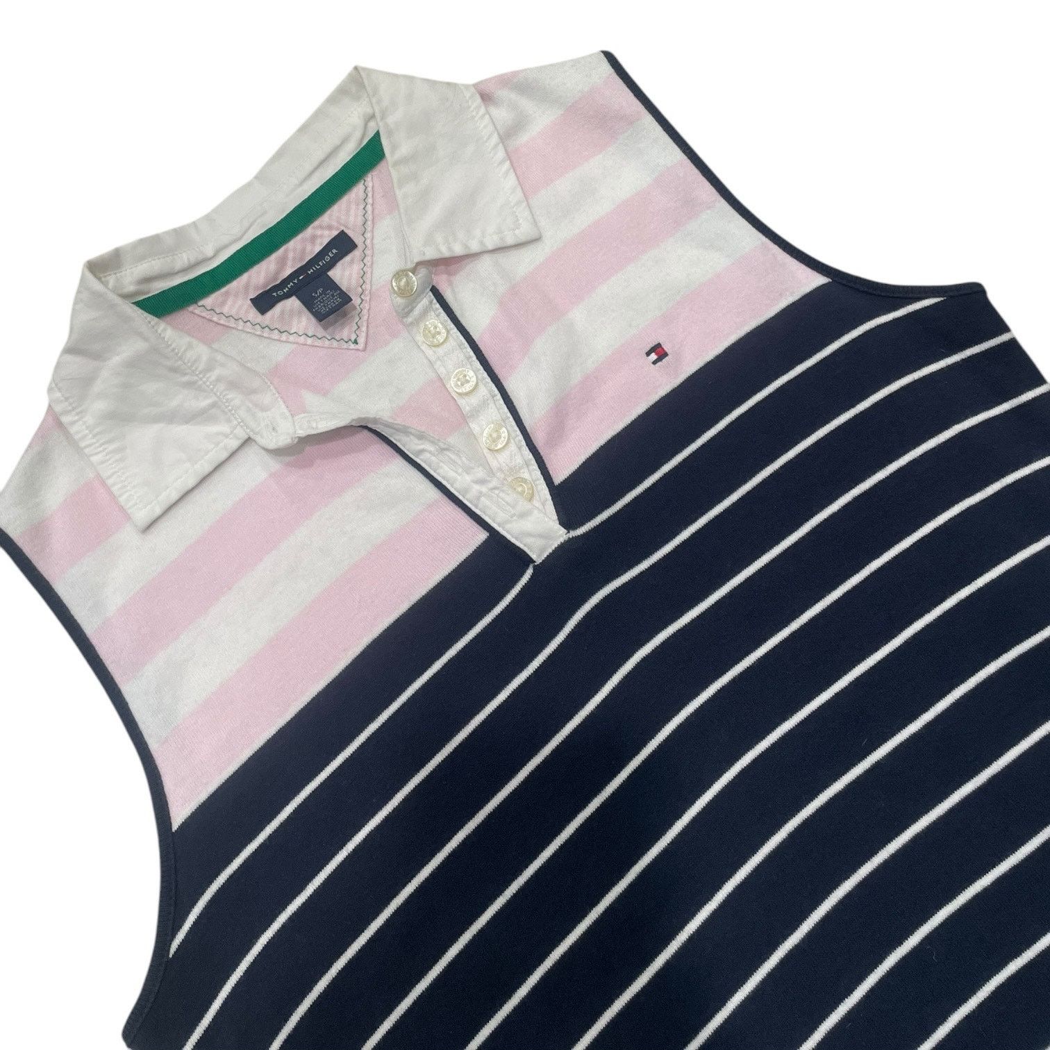 Tommy Hilfiger Tommy Hilfiger Navy Blue & Pink Striped Knit Mini Dress Size S / US 4 / IT 40 - 4 Thumbnail