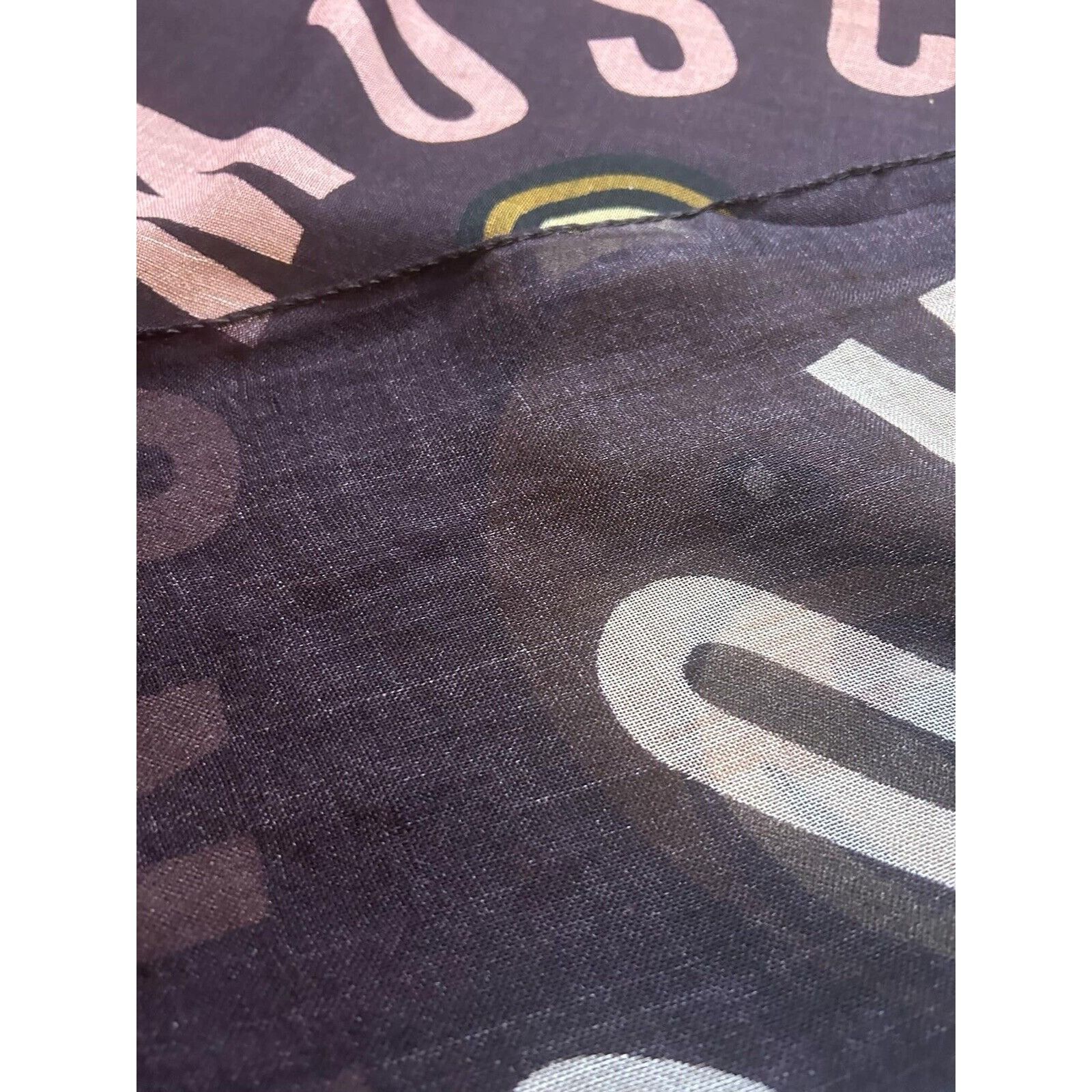 Moschino MOSCHINO Brown & Pink Logo Rect Wool Blend Scarf Itlay 71’’- Size ONE SIZE - 3 Thumbnail