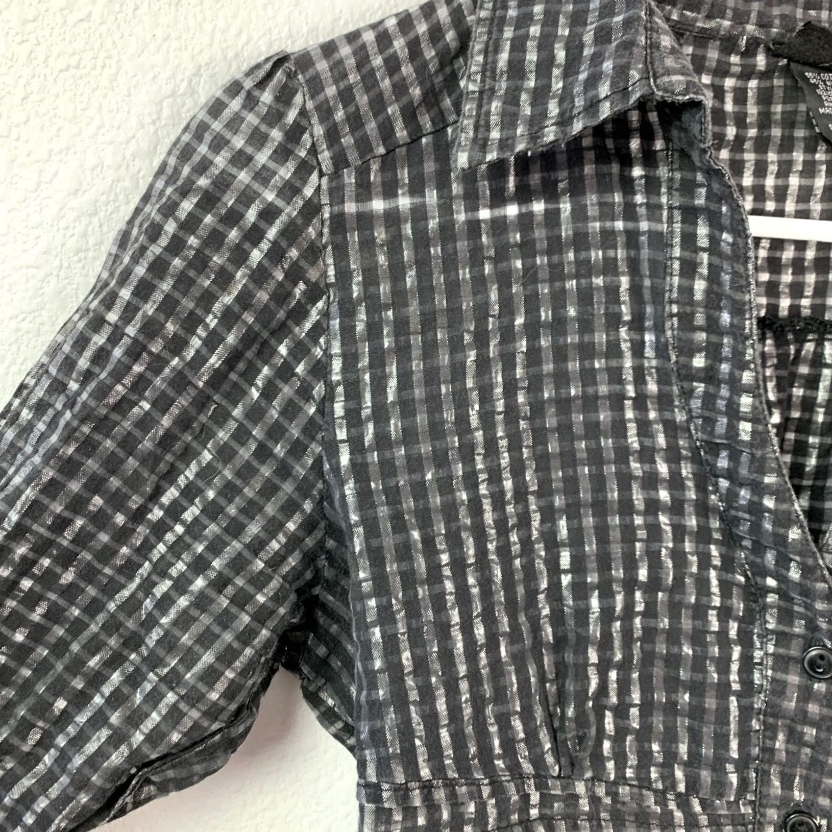Vintage Y2K Daytrip Shirt Blouse Black White Gingham Long Sleeve Button Up Size S Size S / US 4 / IT 40 - 2 Thumbnail