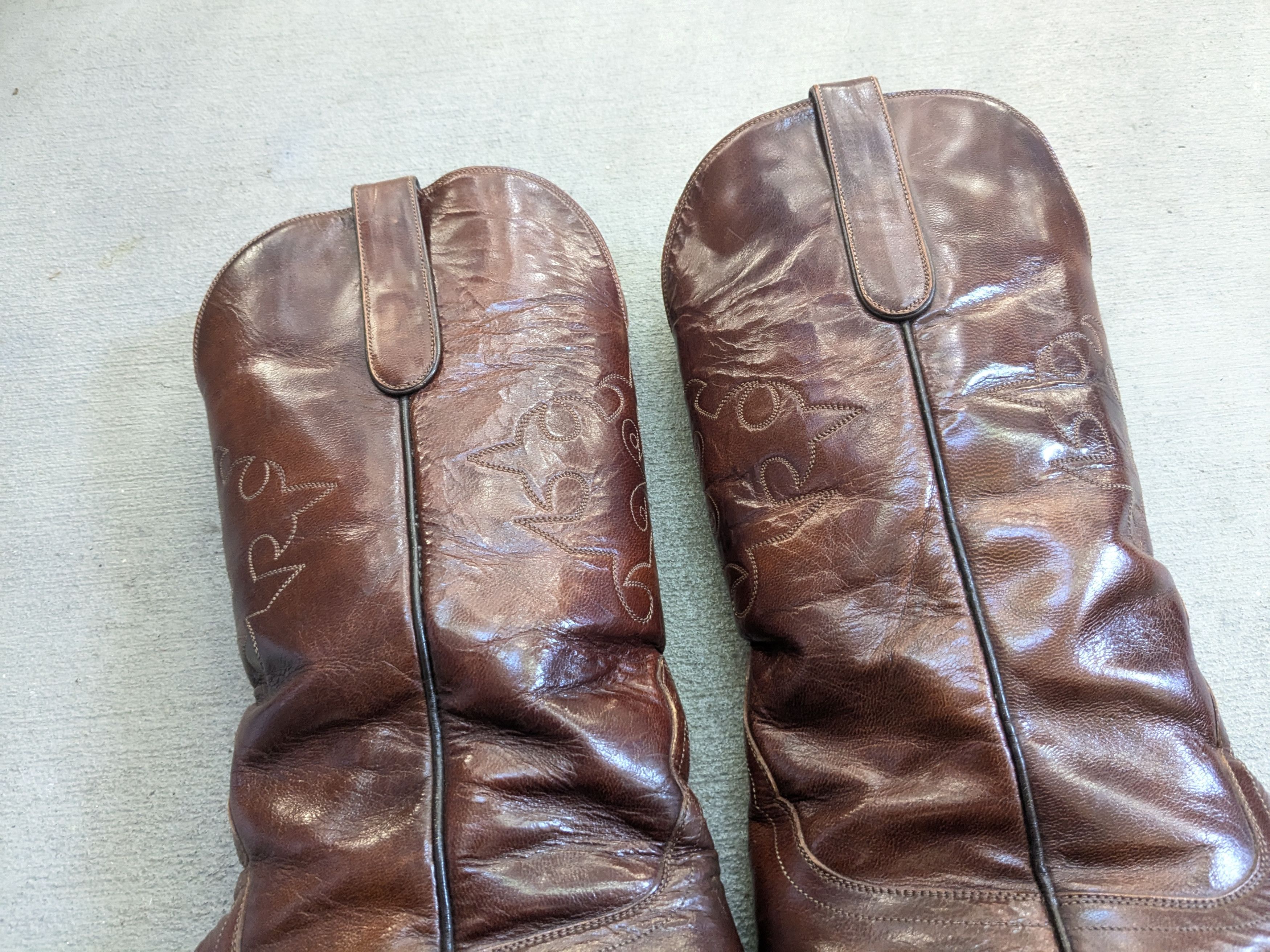 Genuine Leather Tom Taylor Cowboy Boots 9.5 Brown Leather USA Botas Size US 9.5 / EU 42-43 - 6 Thumbnail