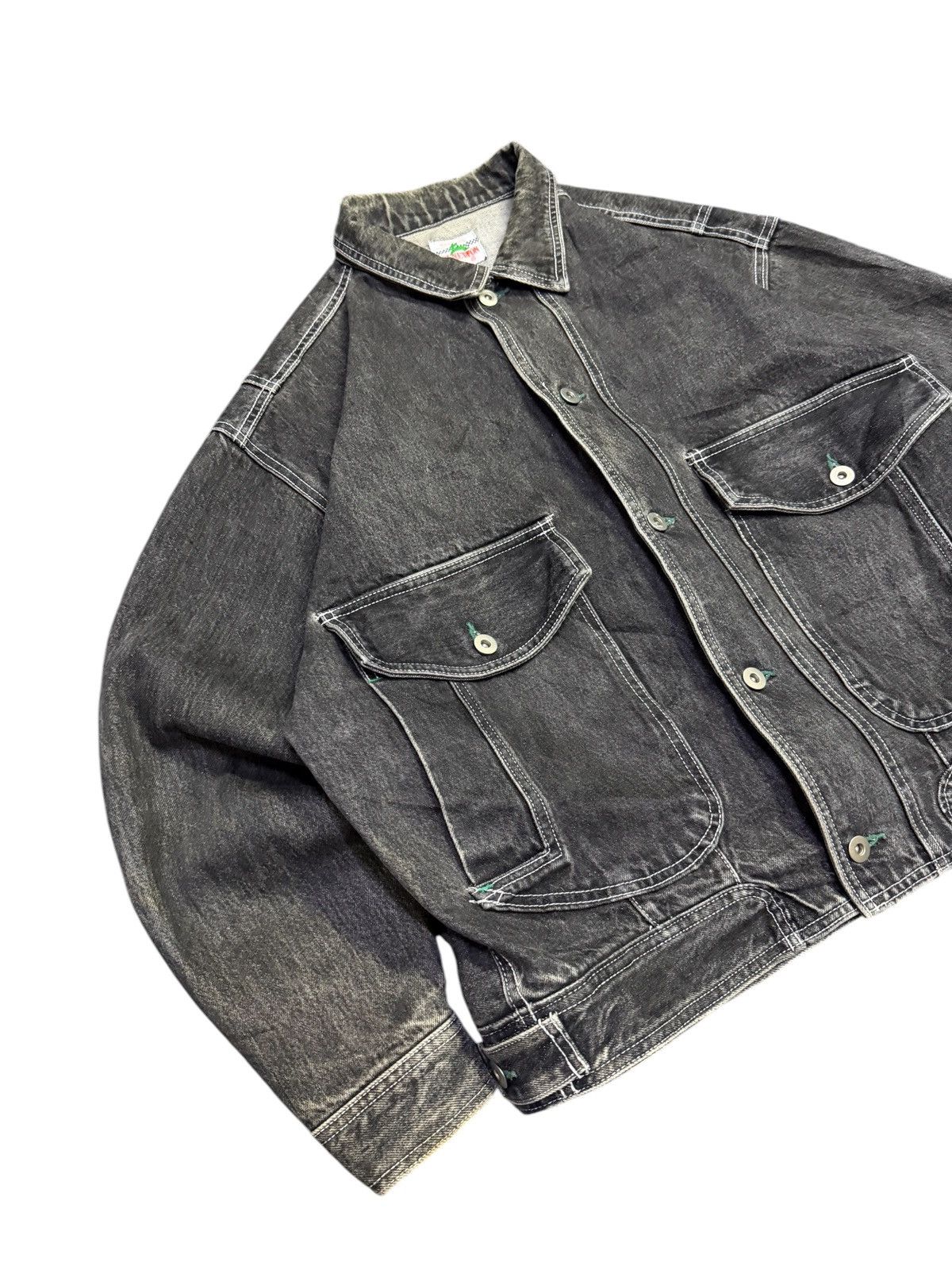 Benetton Vintage 90s Benetton Formula Black Denim Jacket Big Logo Size US M / EU 48-50 / 2 - 4 Thumbnail