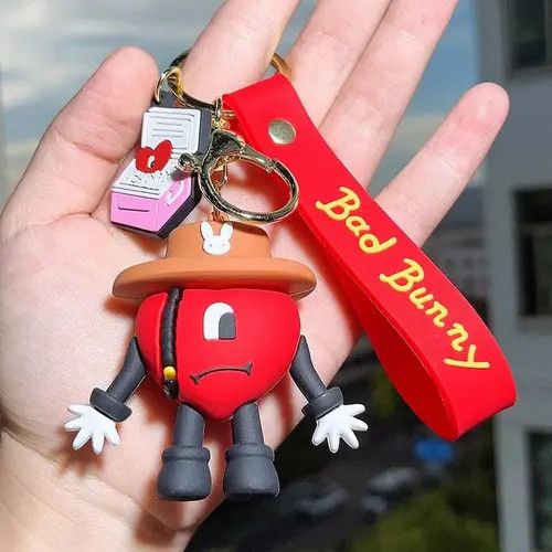 VIBE Silicone Soft Rubber 3D Bad Bunny Heart Keychain Size ONE SIZE - 5 Thumbnail