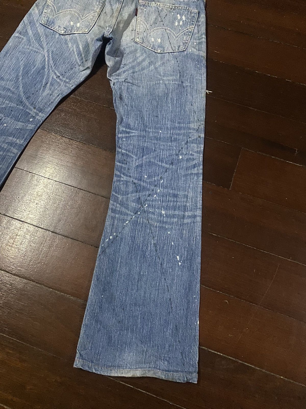 Designer × Edwin FIRE 🔥 EDWIN BLUE TRIP 503 WIDE LEG BOOT CUT DISTRESSED Size US 35 - 12 Thumbnail