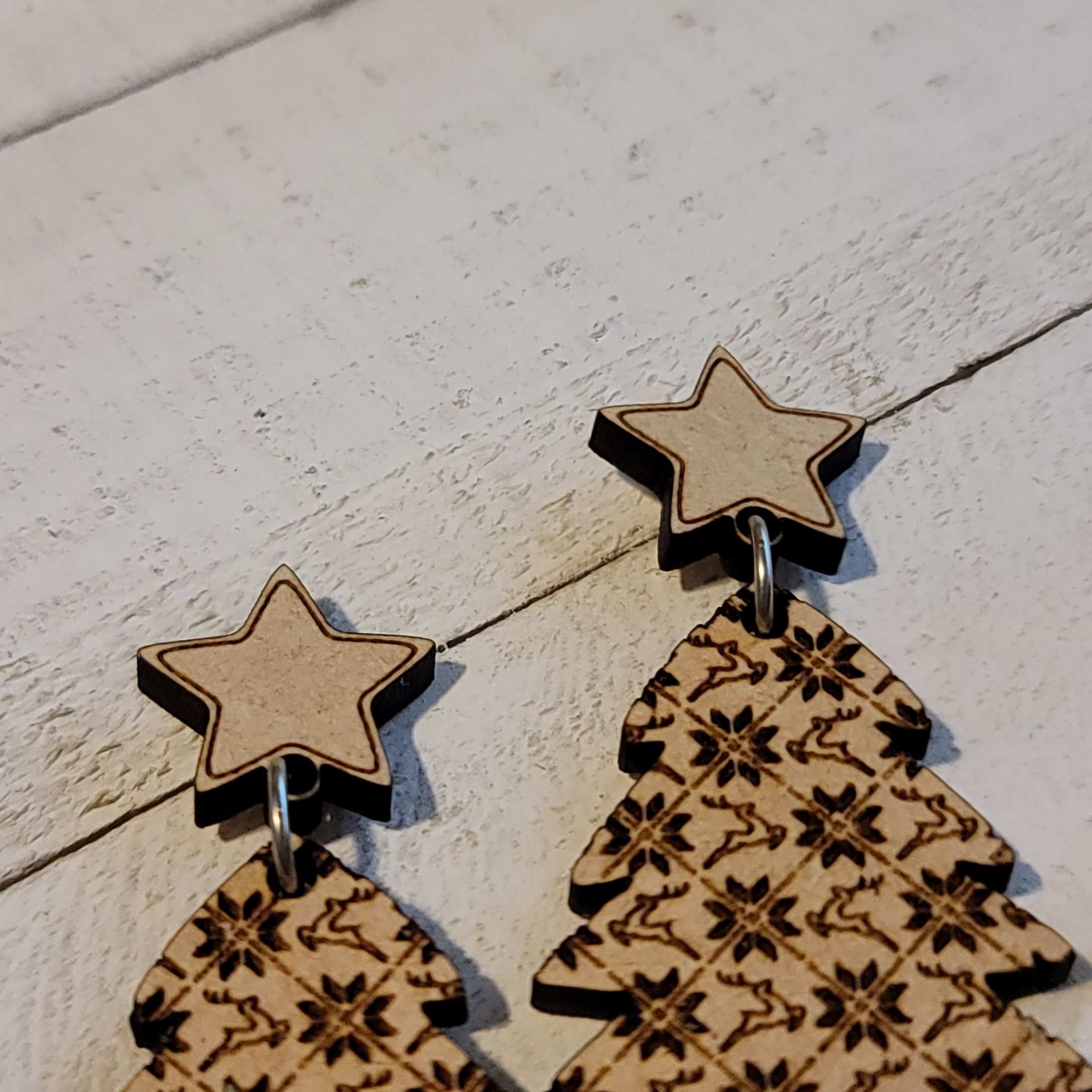 Handmade Handmade Christmas Tree Reindeer Pattern Dangle Earrings Size ONE SIZE - 4 Thumbnail