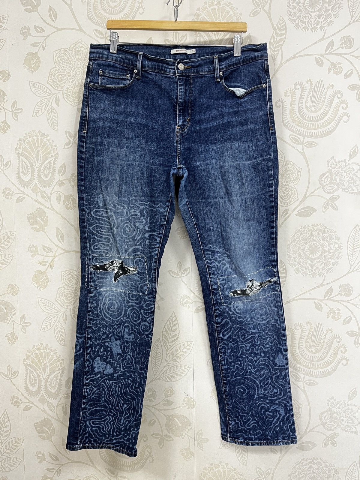 Levi's Levis 505 Straight Cut Distressed Waterless Denim Tears Art Size US 36 / EU 52 - 4 Thumbnail