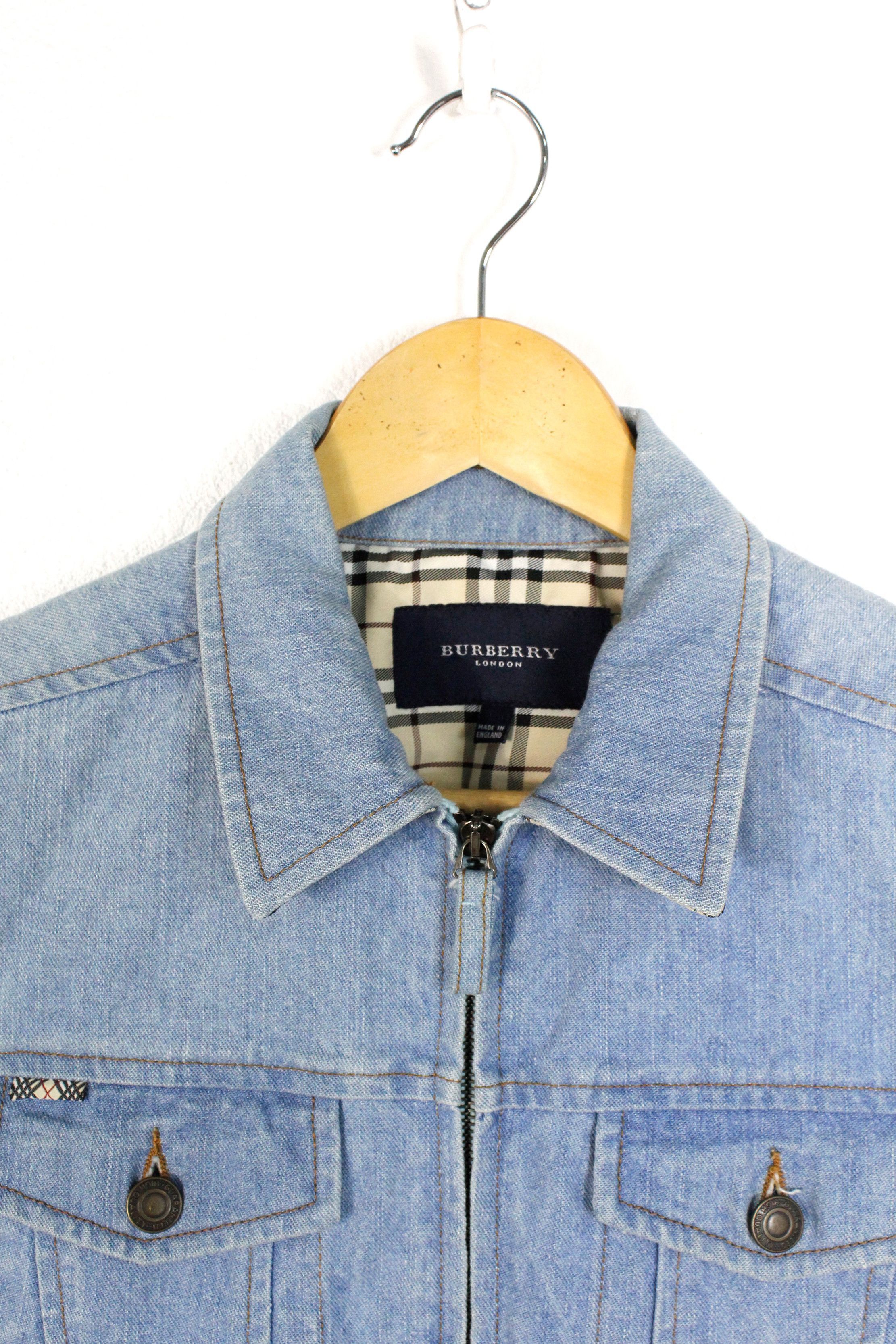Burberry Burberry Collar Beige Check Blue Denim Zip Jeans Vest Size S / US 4 / IT 40 - 2 Thumbnail