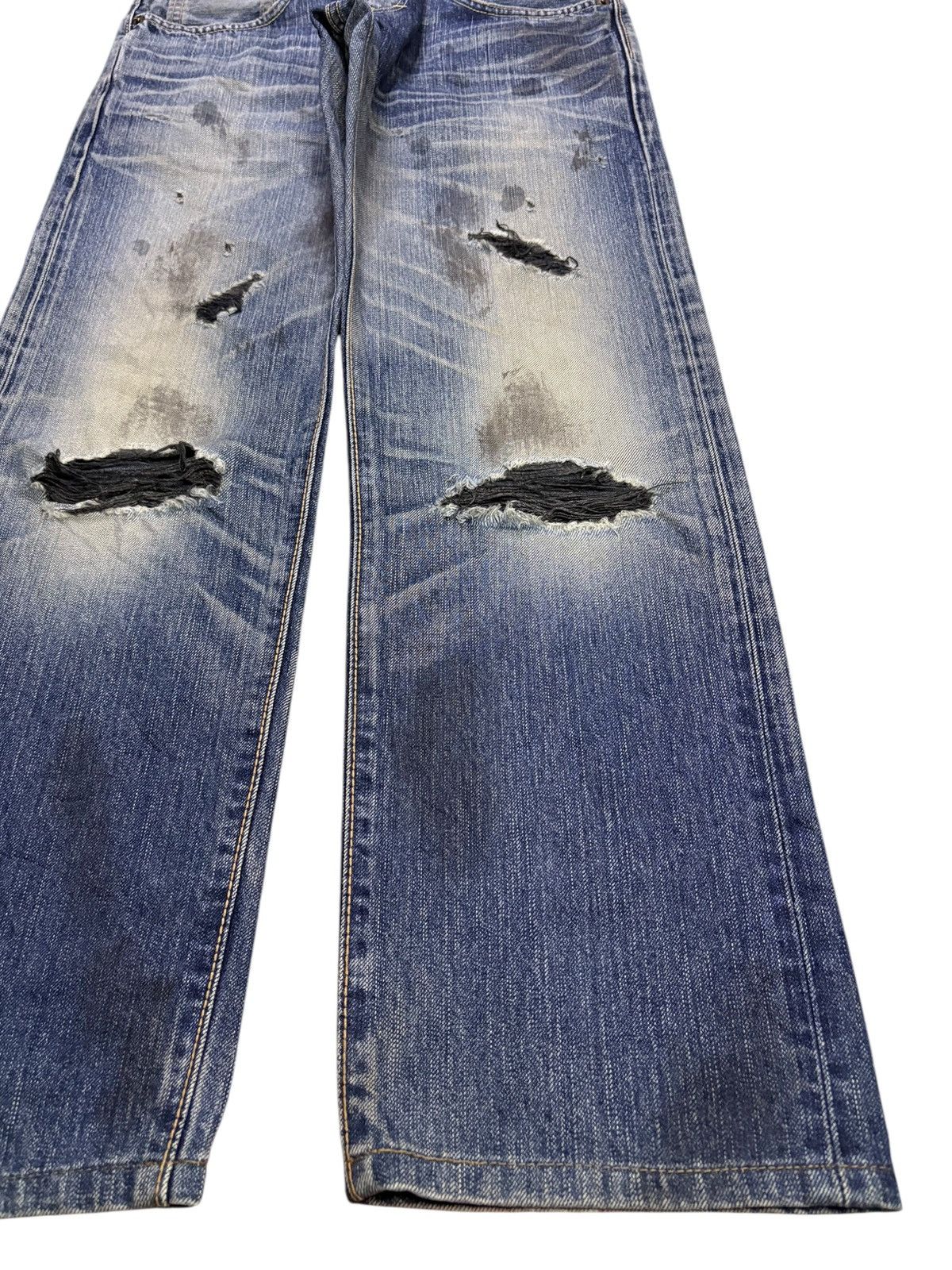 Edwin Vintage Japanese Edwin Moon Raker Mud Wash Rip Loose Jeans Size US 30 / EU 46 - 7 Thumbnail