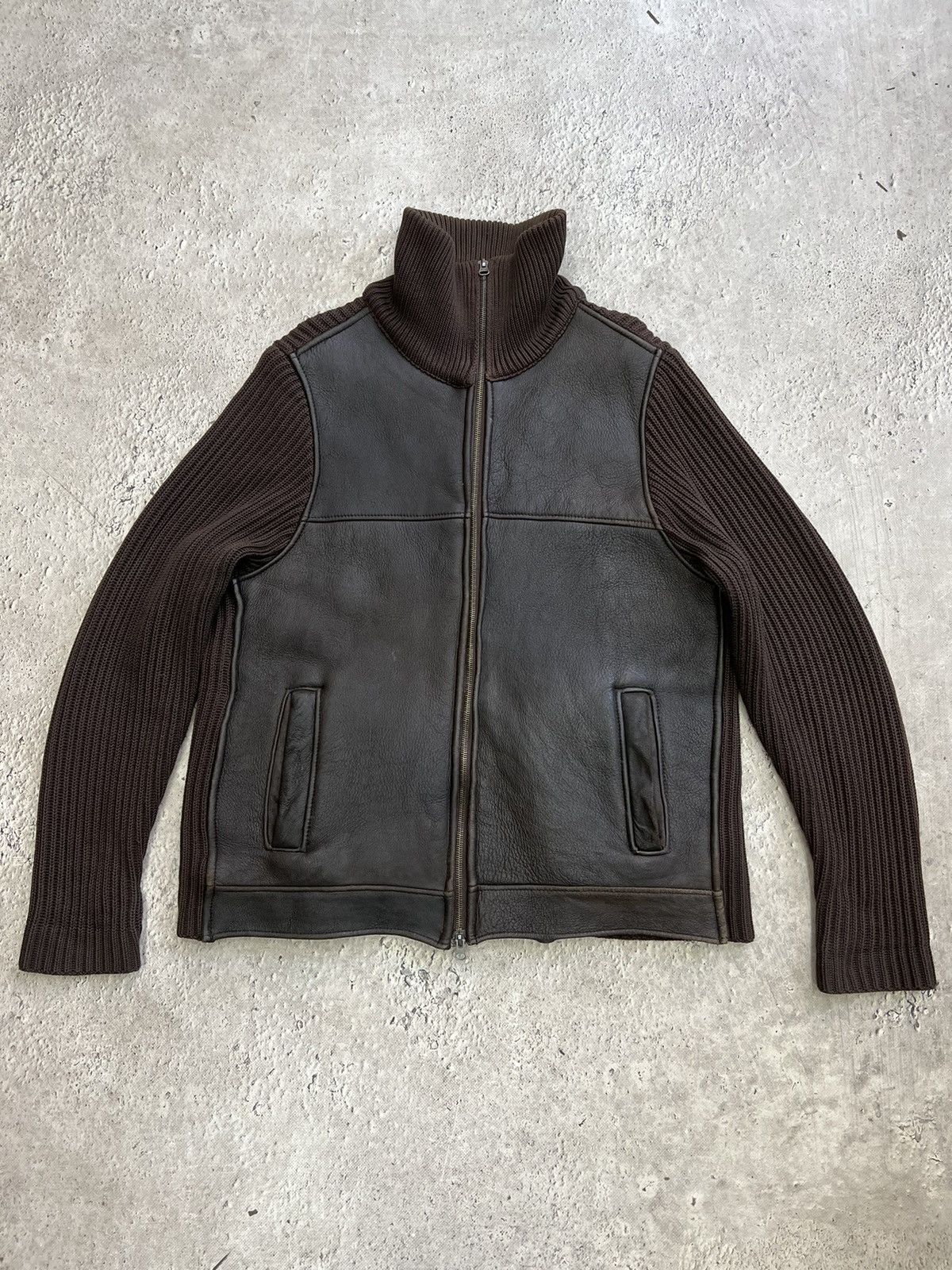 Diesel 00s ARCHIVE DIESEL STRIPPED BOMBER LEATHER JACKET