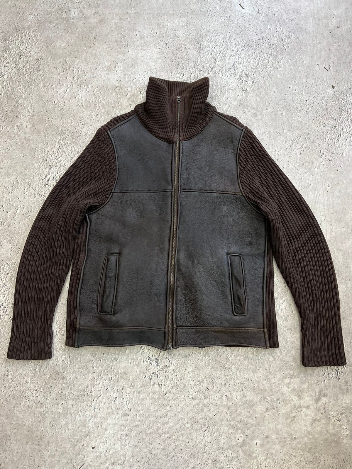 Pre-owned Archival Clothing X Avant Garde 00s Archive Diesel Stripped Bomber Leather Jacket Distressed In Brown