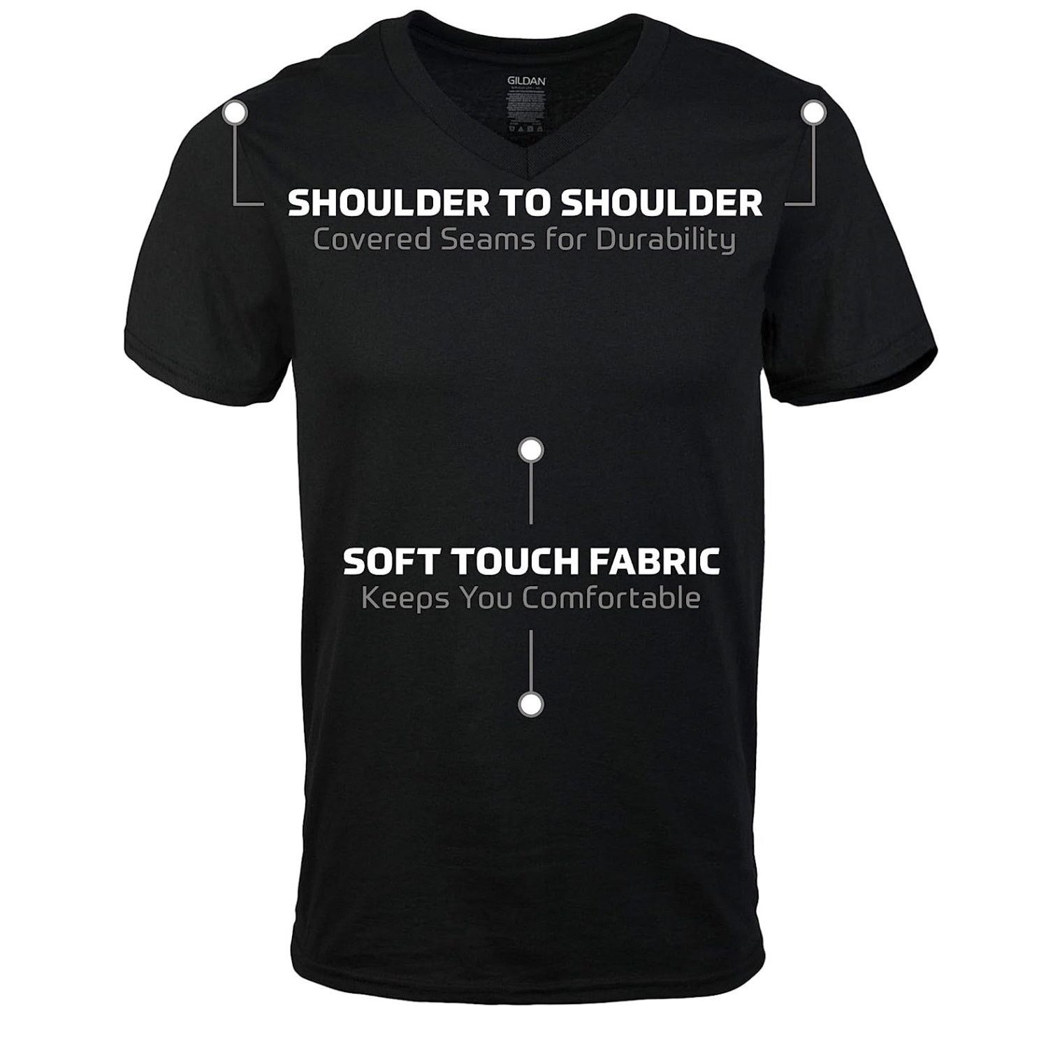 Gildan V-Neck T-Shirts Tagless Grey/black (38-40) Moisture wicking Size US M / EU 48-50 / 2 - 15 Thumbnail