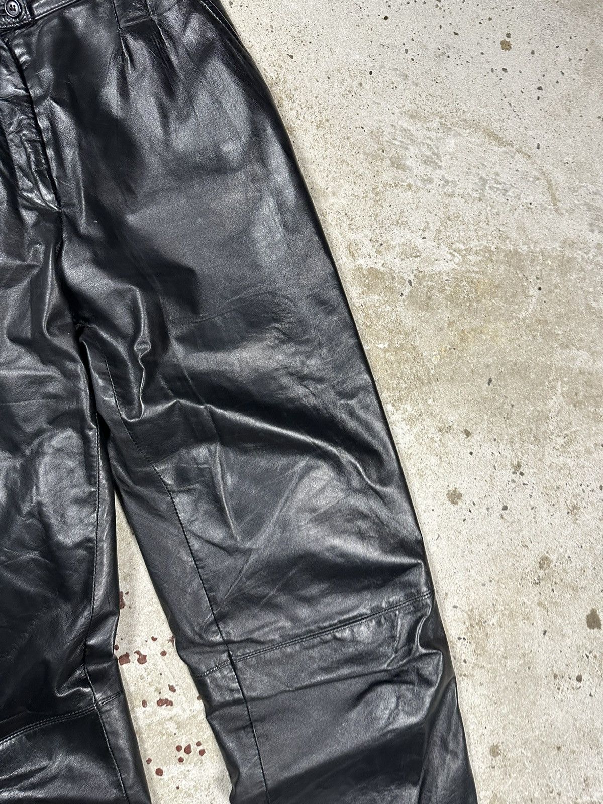 Genuine Leather Vintage 90s Black Genuine Leather Pants Avant Garde moto Size US 29 - 6 Thumbnail