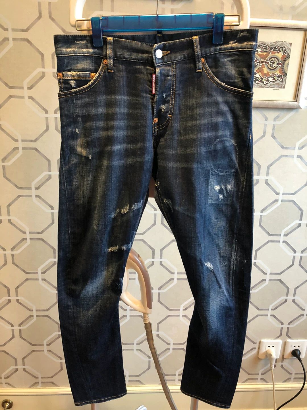 Dsquared2 Dsquared2 Blue Distressed Skinny Jeans Size US 30 / EU 46 - 1 Thumbnail