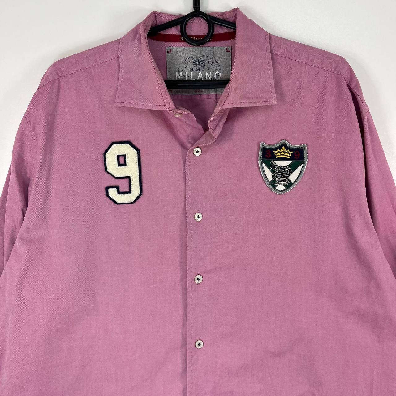 Boggi Boggi Milano BM39 Pink Button-Up Shirt Patch Logo Italy XXL Size US XXL / EU 58 / 5 - 2 Thumbnail