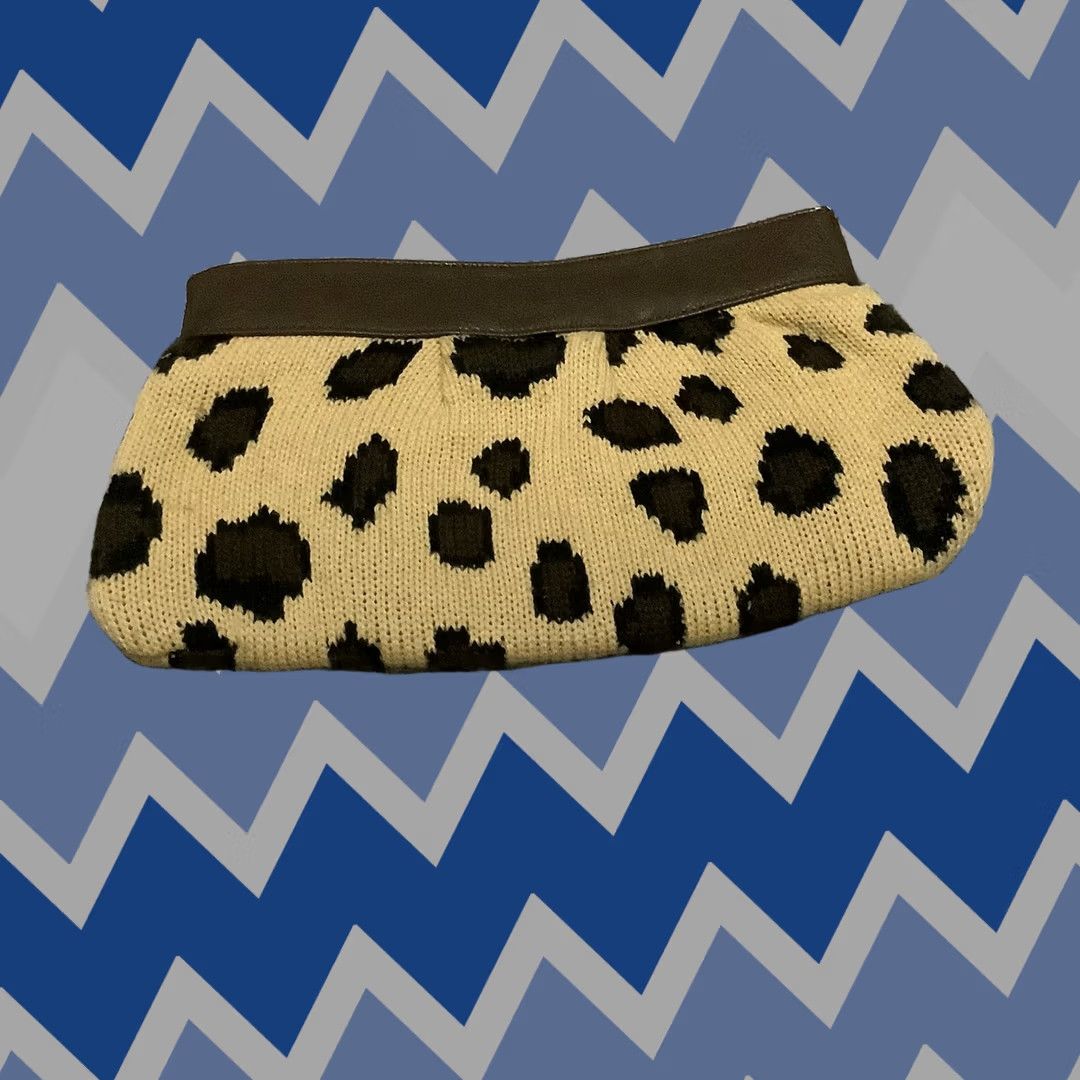Vintage Mud Pie Clutch Womens Small Leopard Knit Zip Size ONE SIZE - 1 Thumbnail