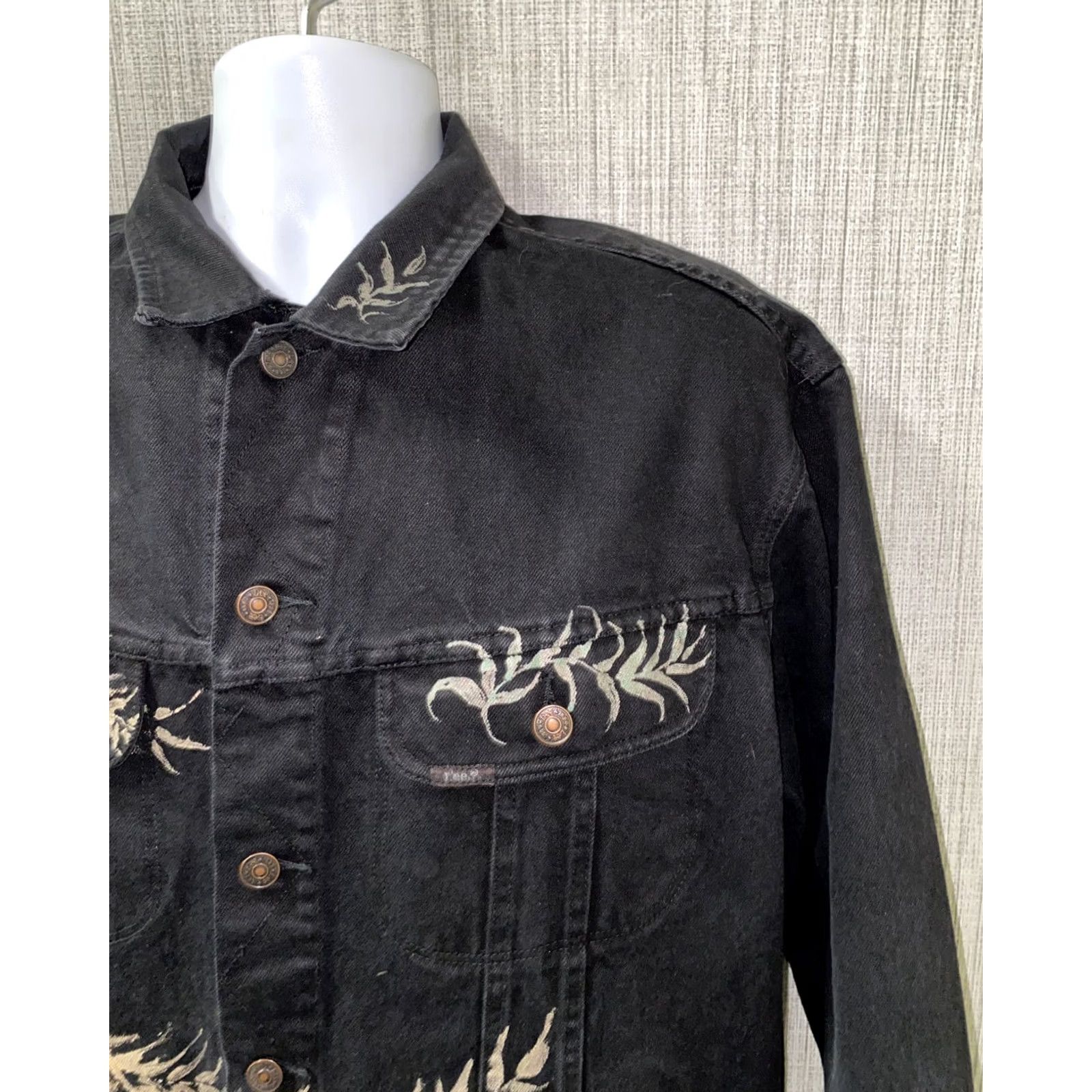 Lee Lee Jacket Button Front L Mens Black Lion Textured Size L Size L / US 10 / IT 46 - 3 Thumbnail