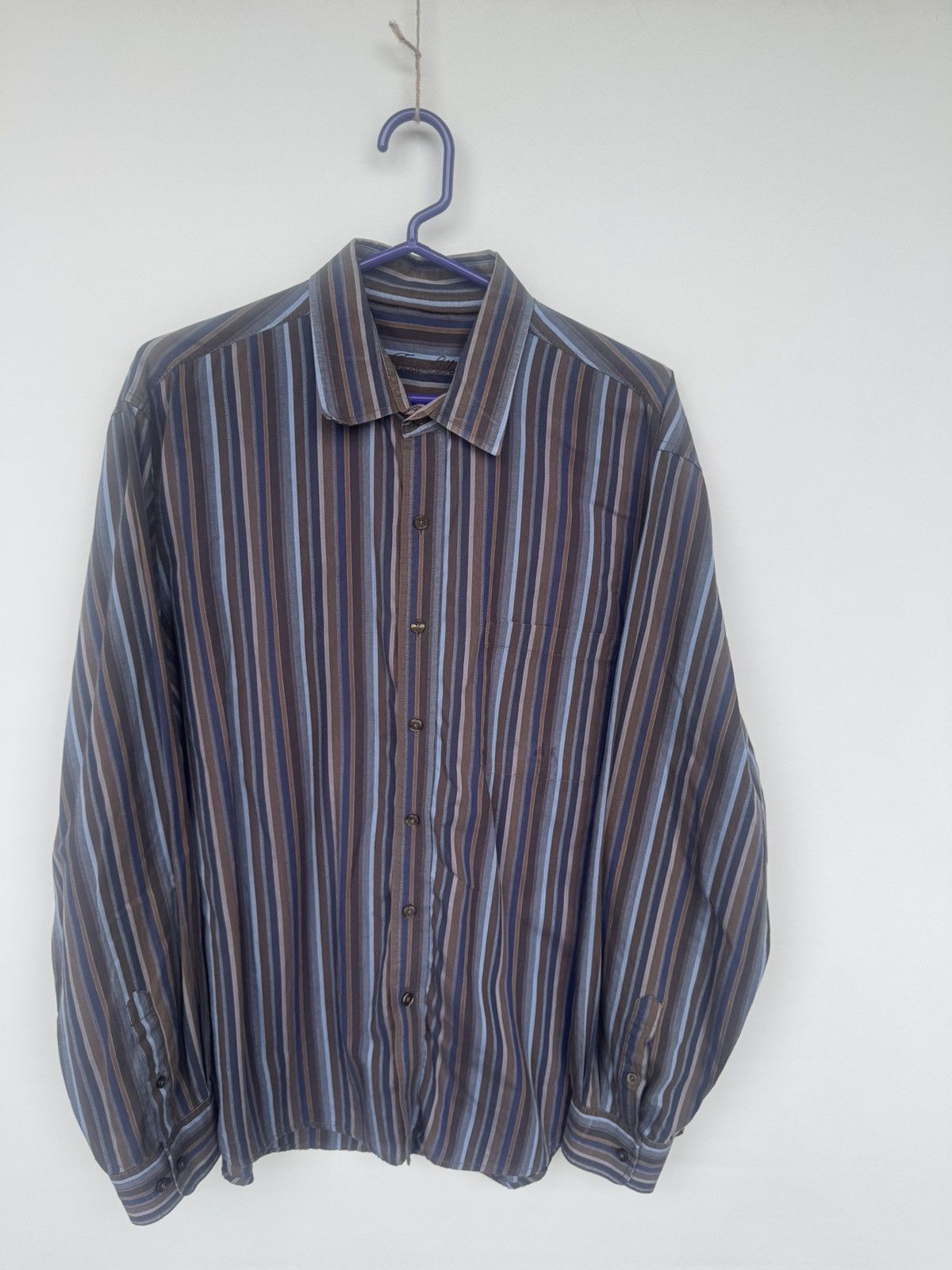 Tasso Elba Stripped Brown Dress Shirt Size US L / EU 52-54 / 3 - 1 Thumbnail